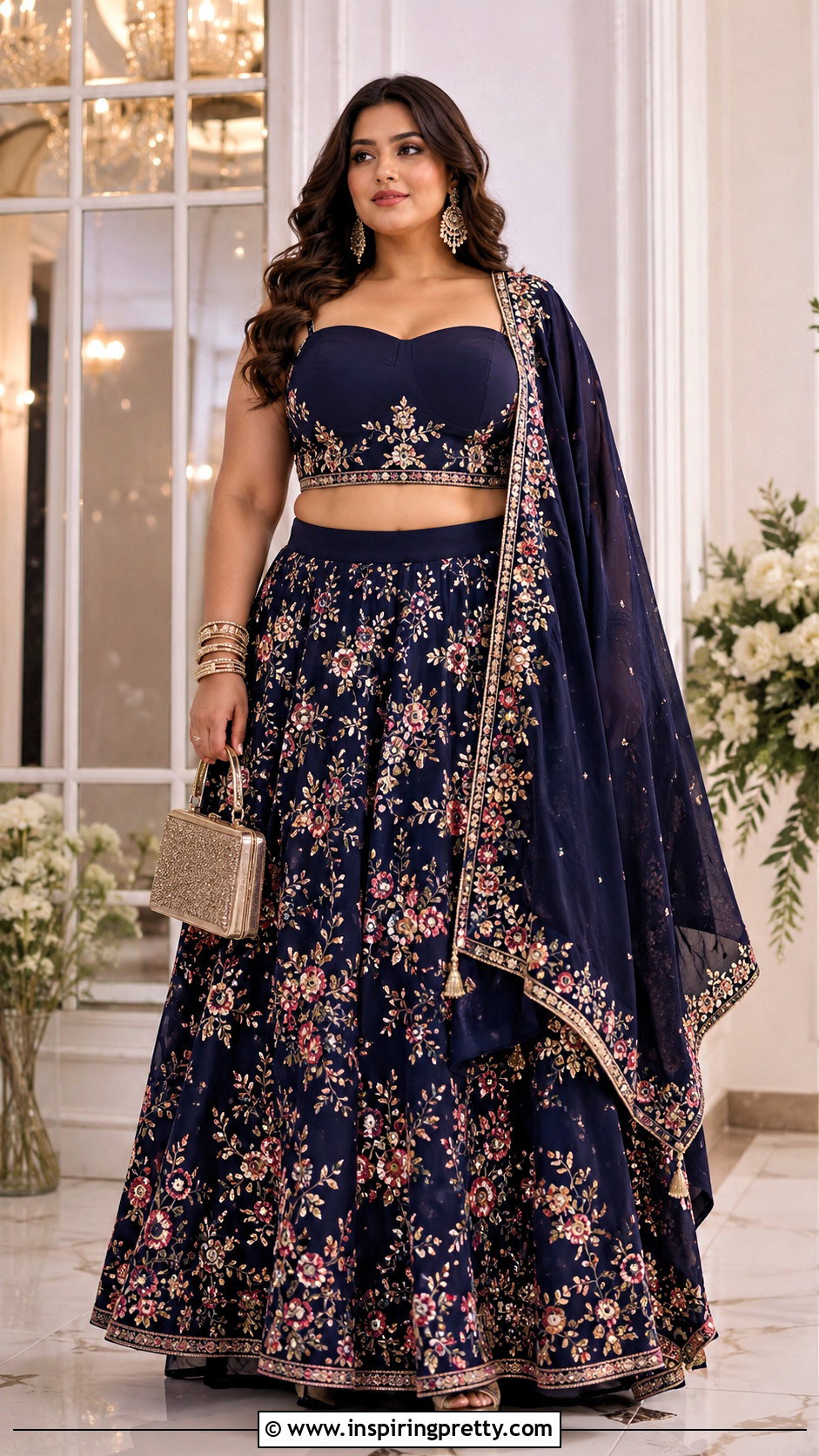 Structured Plus Size Crop Top Lehenga - 50 Crop Top Designs For Lehenga Ideas