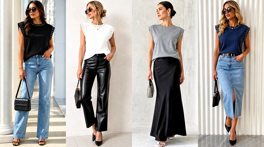 20 Stud Trim Top Outfit Ideas for Confident Night-Out Looks