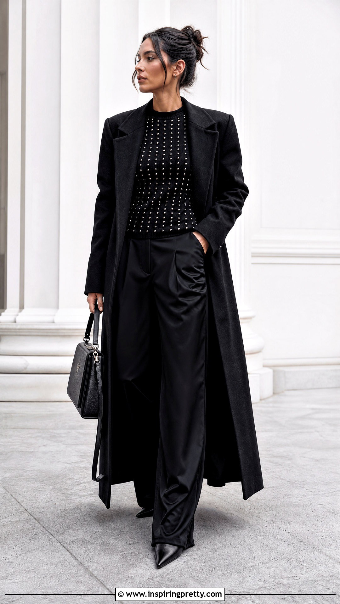 Studded Top With Monochrome Black Pieces - how to style studded tops (20 ways)
