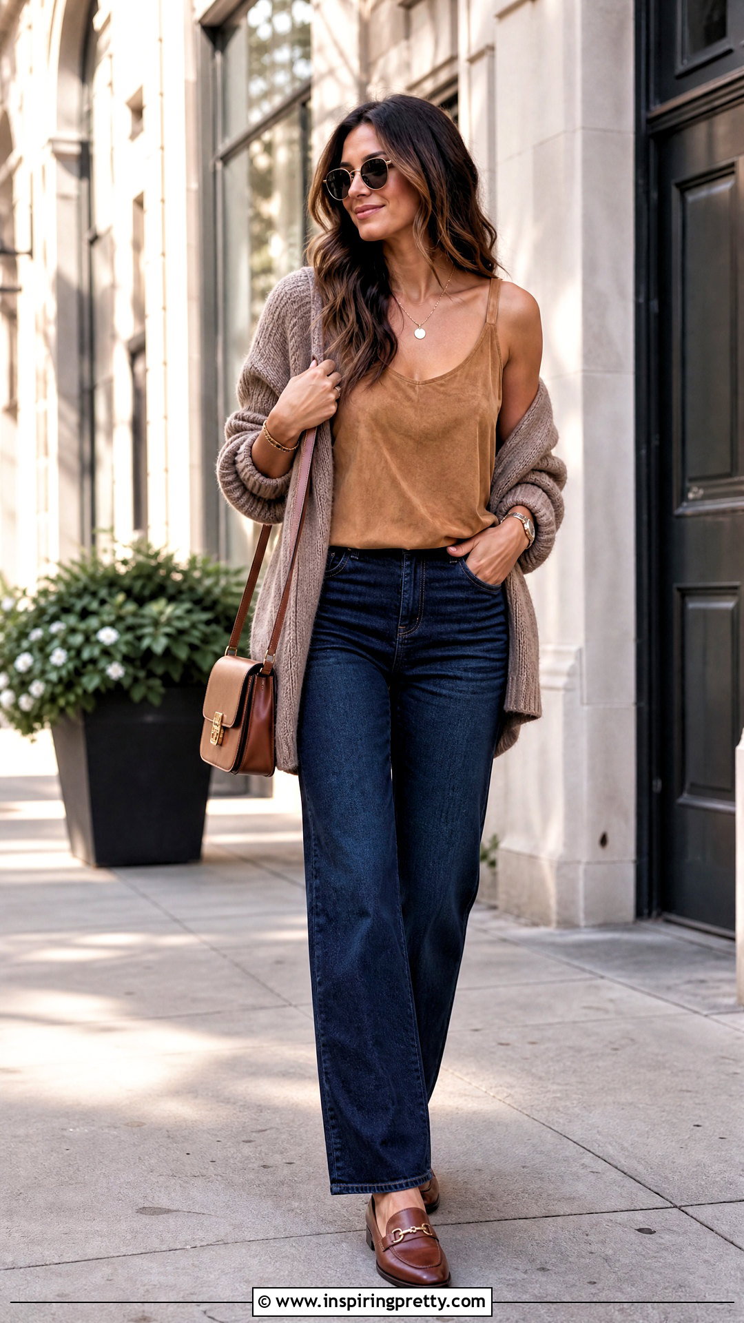 Suede Tank Top With Straight Leg Jeans - 50 tank top designs