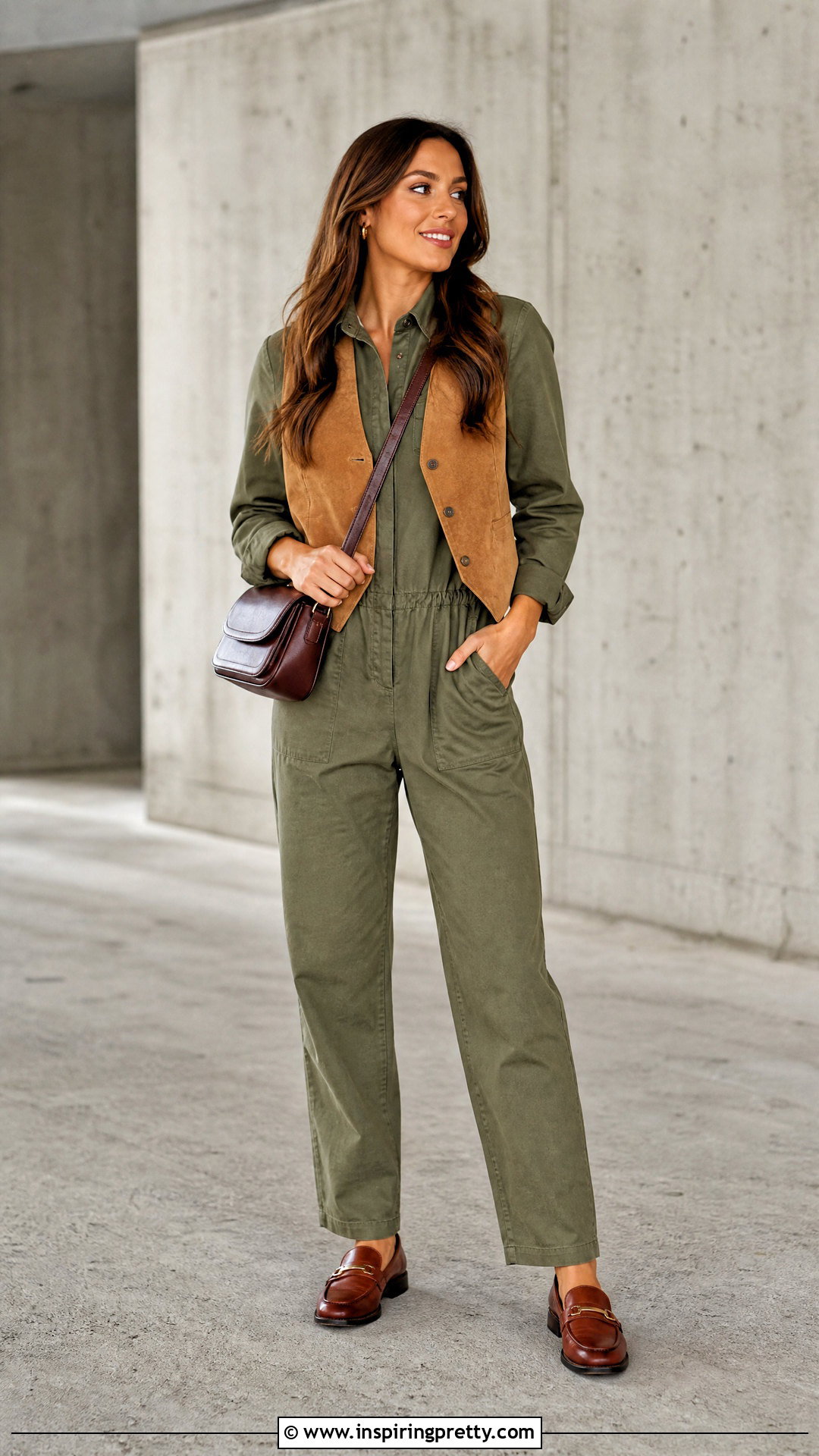 Suede Top With A Utility Jumpsuit - How To Style Suede Tops (20 Ways)
