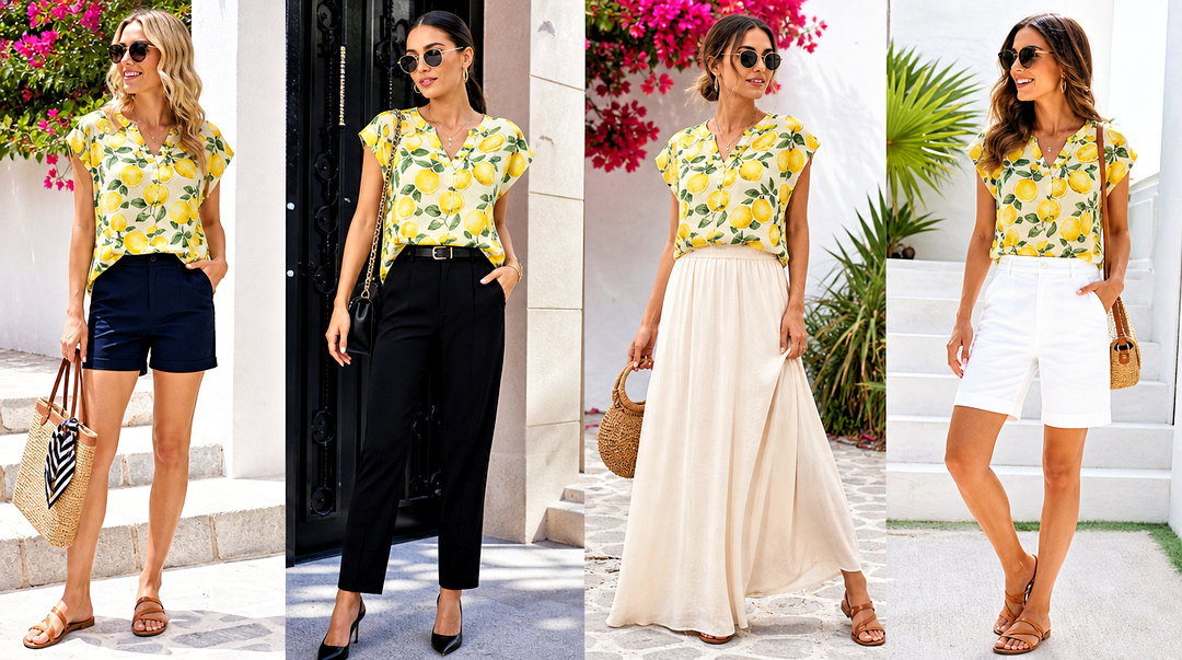 20 Summer Lemon Print Top Outfit Ideas for Fresh Sunny Looks