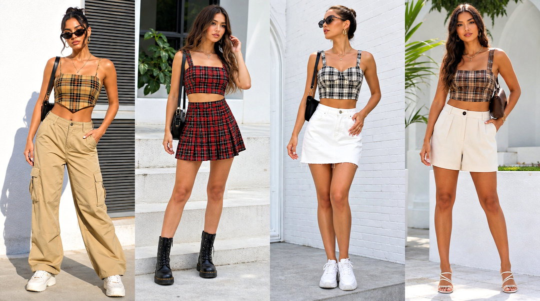 20 Summer Plaid Crop Top Outfit Ideas for Cute Picnic Looks