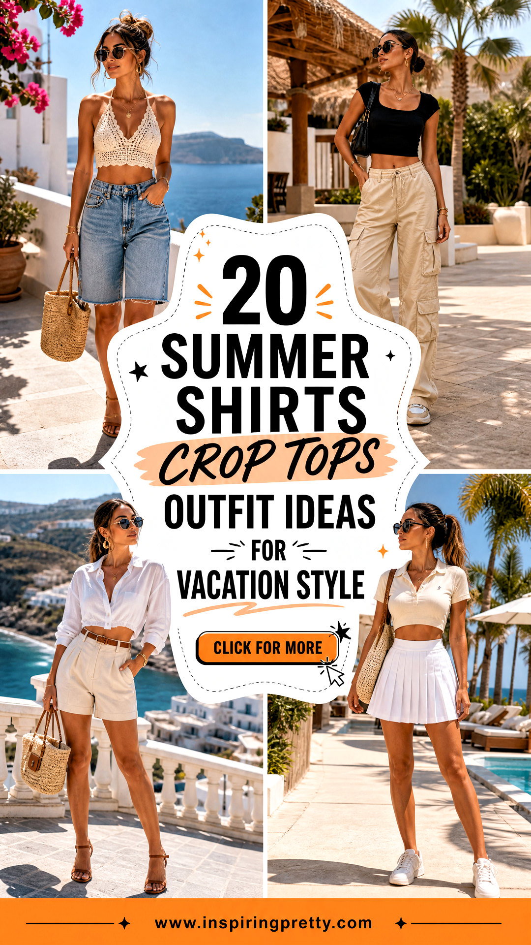 20 Summer Shirts Crop Tops Outfit Ideas for Vacation Style - 20 Summer Shirts Crop Tops Outfit Ideas for Vacation Style