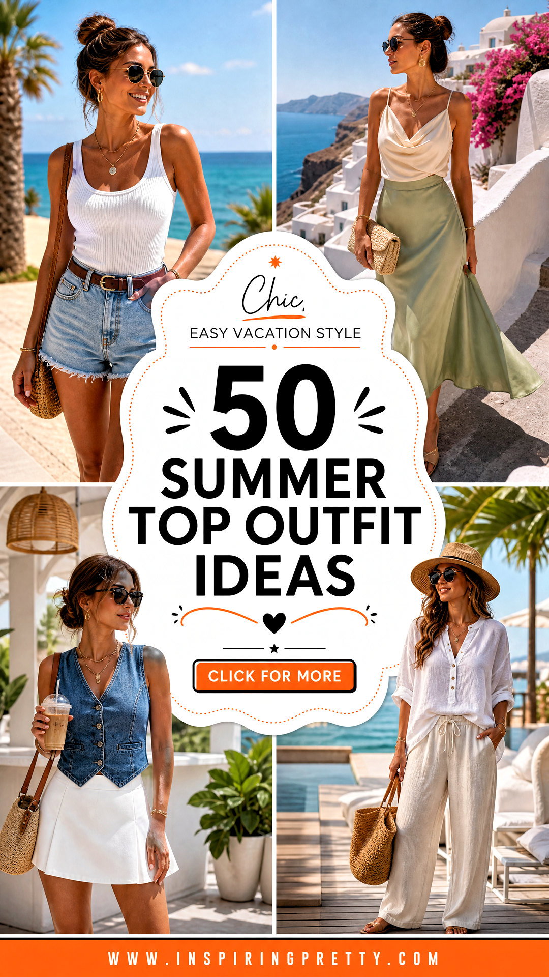 50 Summer Top Outfit Ideas for Chic Easy Vacation Style - 50 Summer Top Outfit Ideas for Chic, Easy Vacation Style
