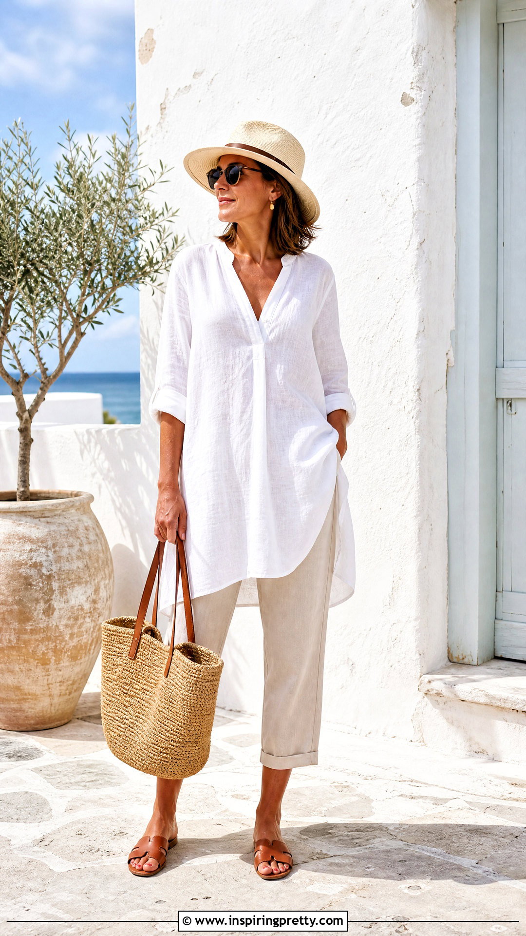 Summer Tunic Top With Sandals - 50 tunic tops outfit ideas