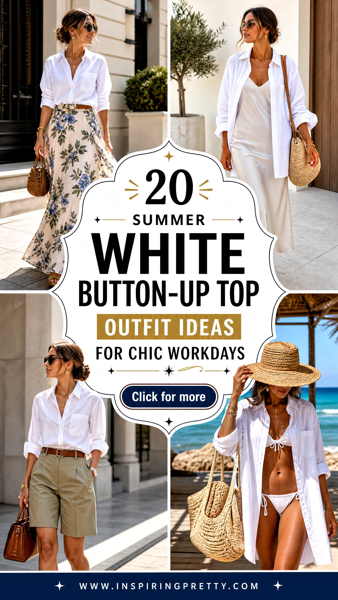 20 Summer White Button-Up Top Outfit Ideas for Chic Workdays - 20 Summer White Button-Up Top Outfit Ideas for Chic Workdays