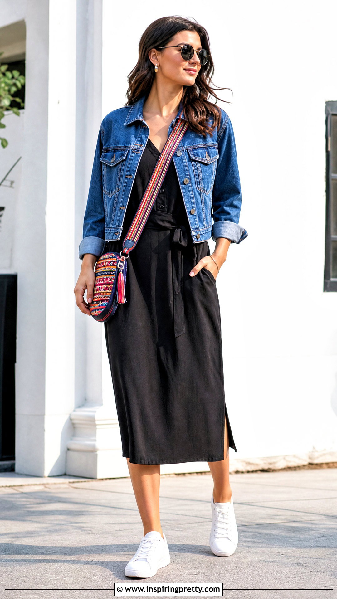 Sunday Black Dress And White Sneakers Outfit - 50 sunday top outfit ideas
