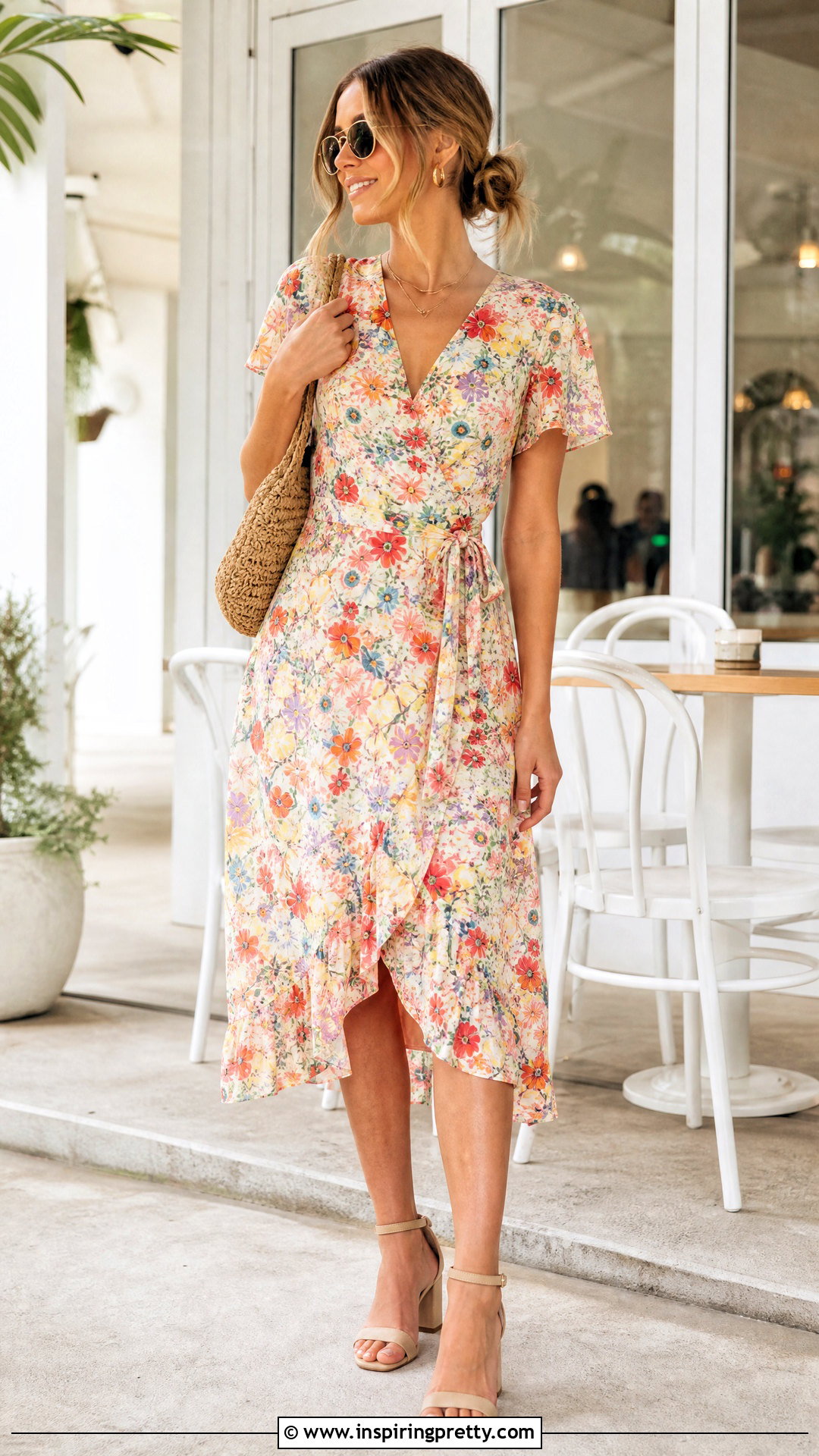 Sunday Brunch Floral Midi Dress Outfit - 50 sunday top outfit ideas