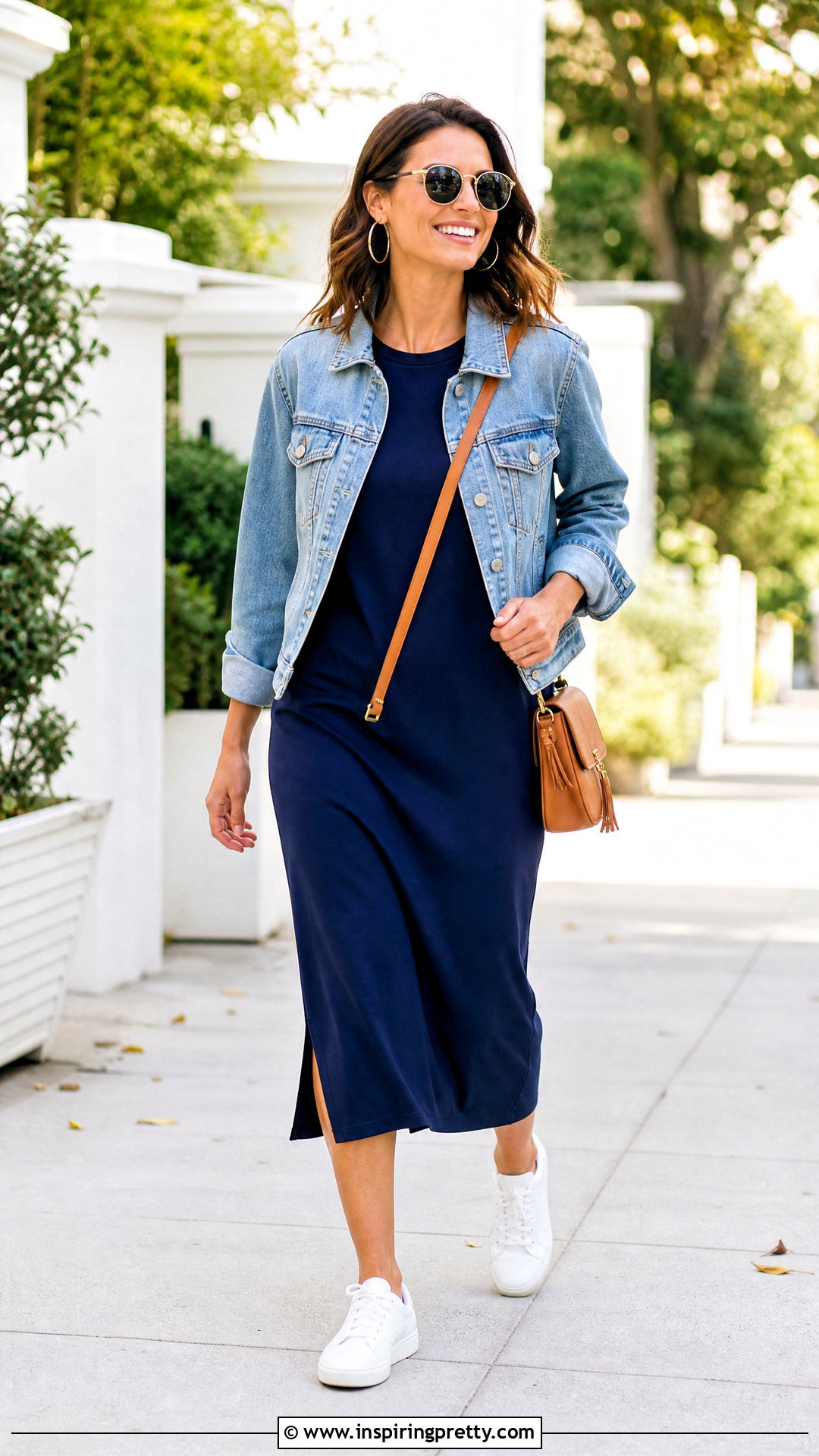 Sunday T Shirt Dress And Crossbody Bag Outfit - 50 sunday top outfit ideas