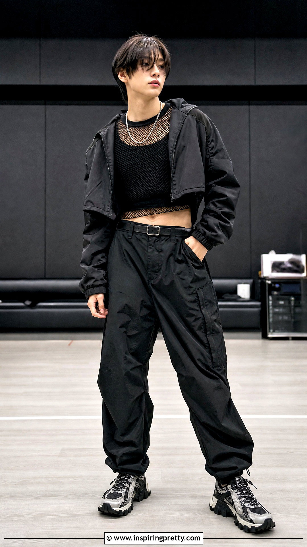 Sunwoo Layered Mesh Crop Top Outfit - 25 male kpop idols in crop tops outfit ideas