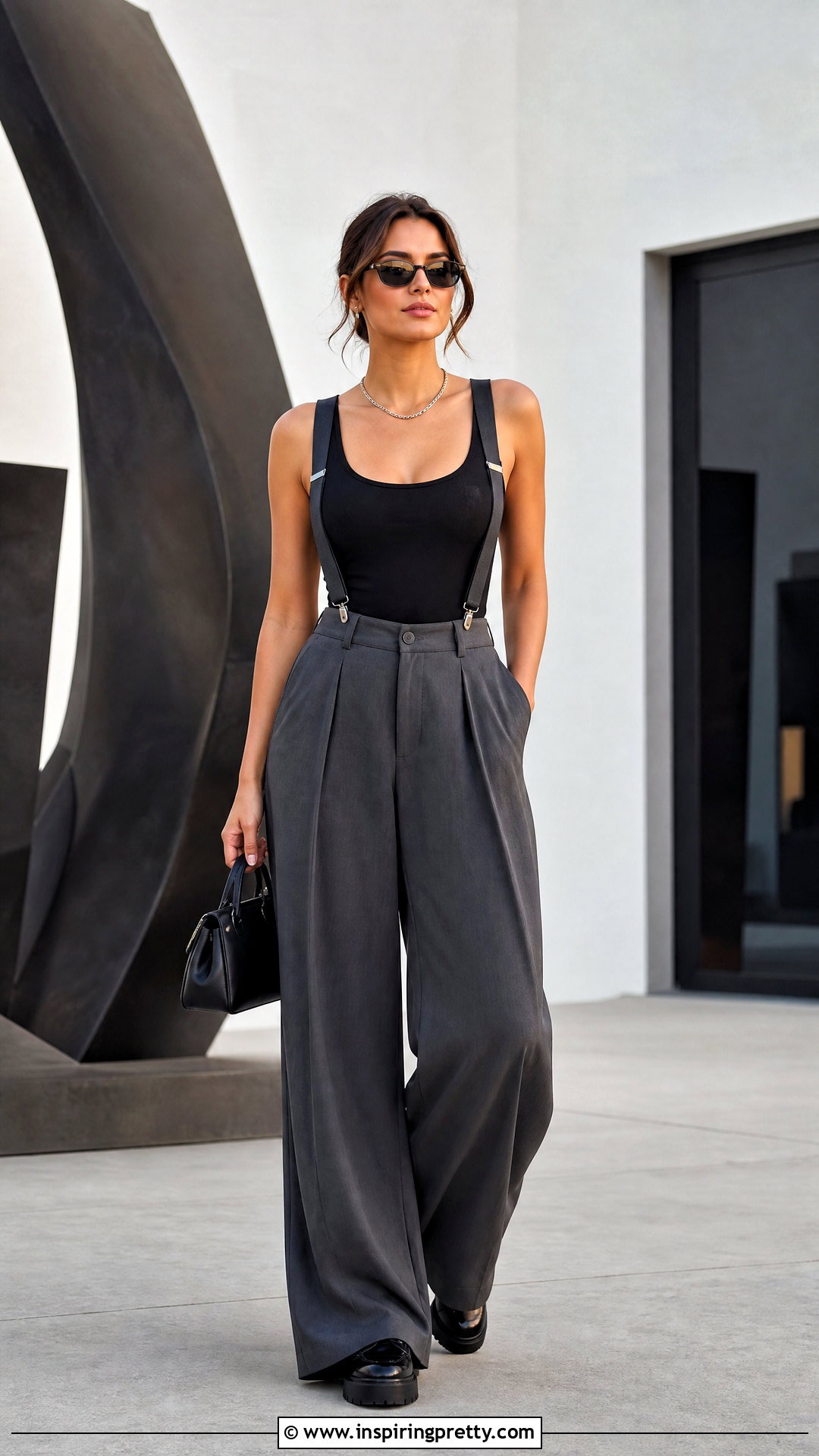 Suspenders With Black Tank Top And Wide Leg Pants - 25 suspenders with tank tops