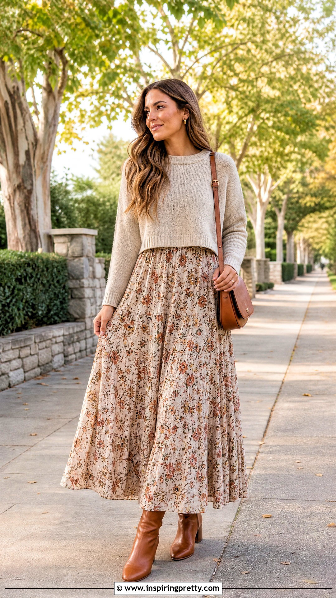 Sweater Crop Top Over Floral Maxi Dress - 25 Crop Top Over Maxi Dress outfit ideas