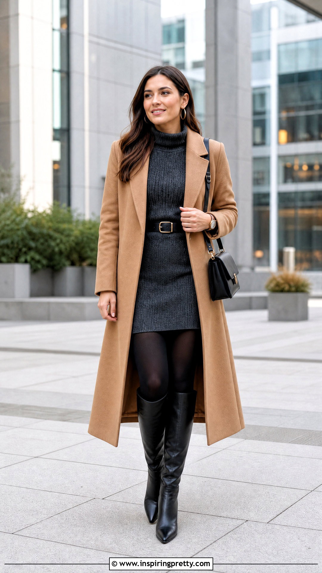 Sweater Dress And Knee High Boots Outfit - 50 gathered top outfit ideas