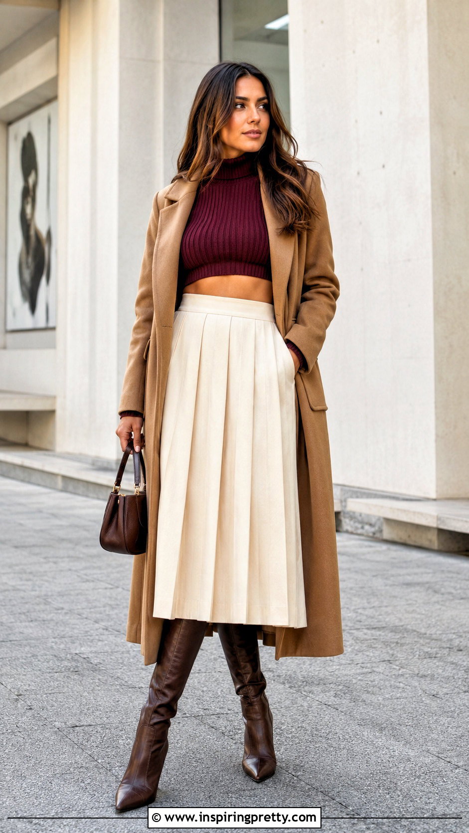 Sweater Extreme Short Crop Top With Pleated Skirt - 20 extreme short crop top outfit ideas