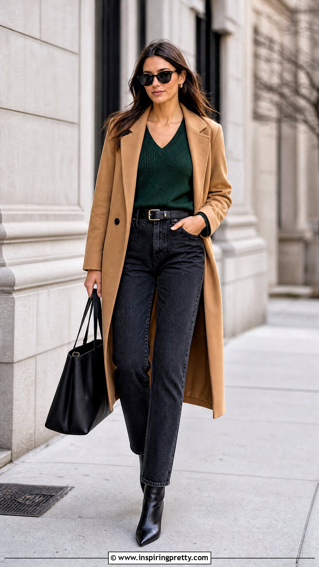 Sweater Shell With Jeans And Camel Coat - 20 the limited tops outfit ideas
