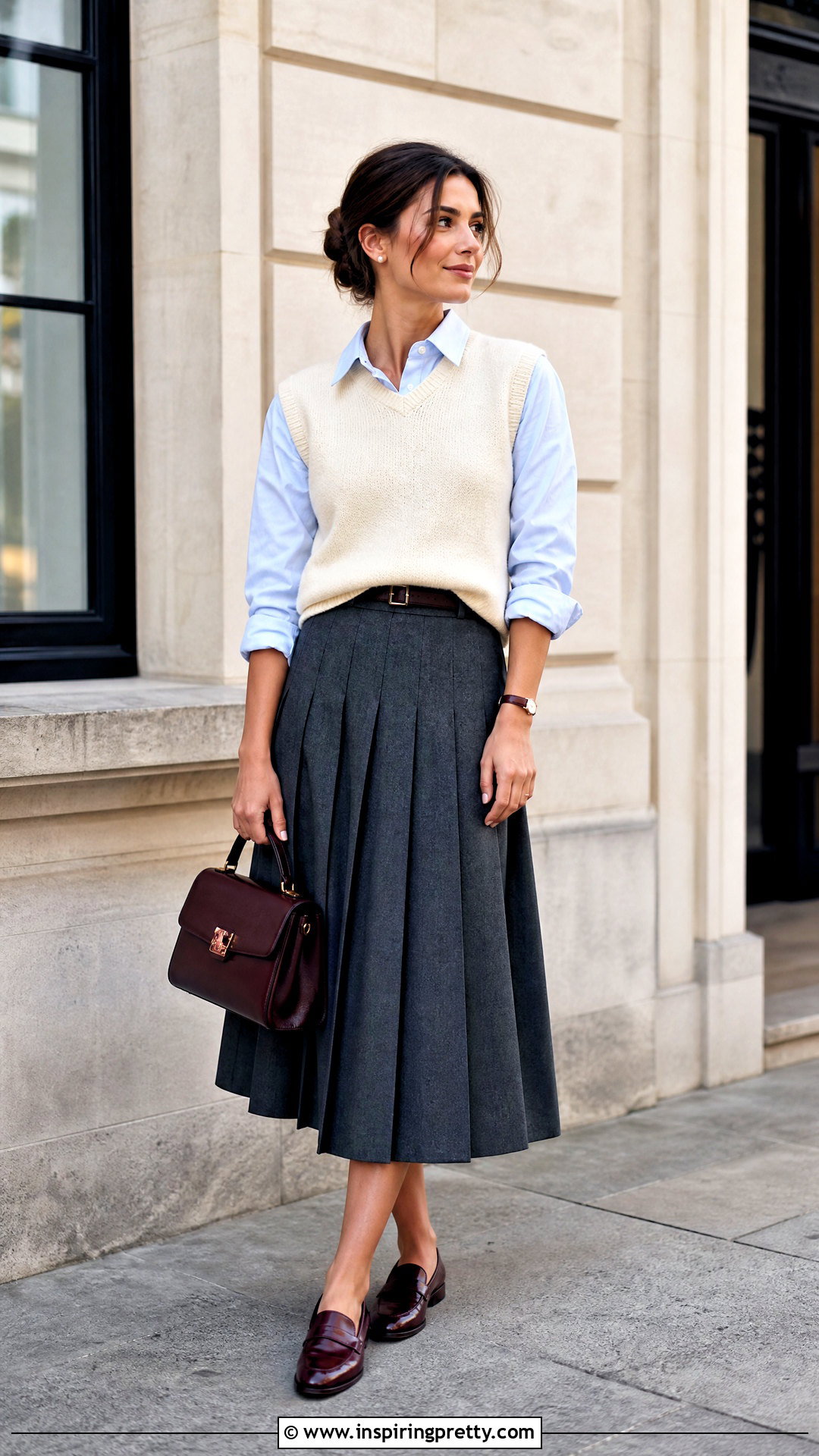 Sweater Tank Top Over Blue Oxford Shirt Outfit - 50 tank top over shirt outfit ideas