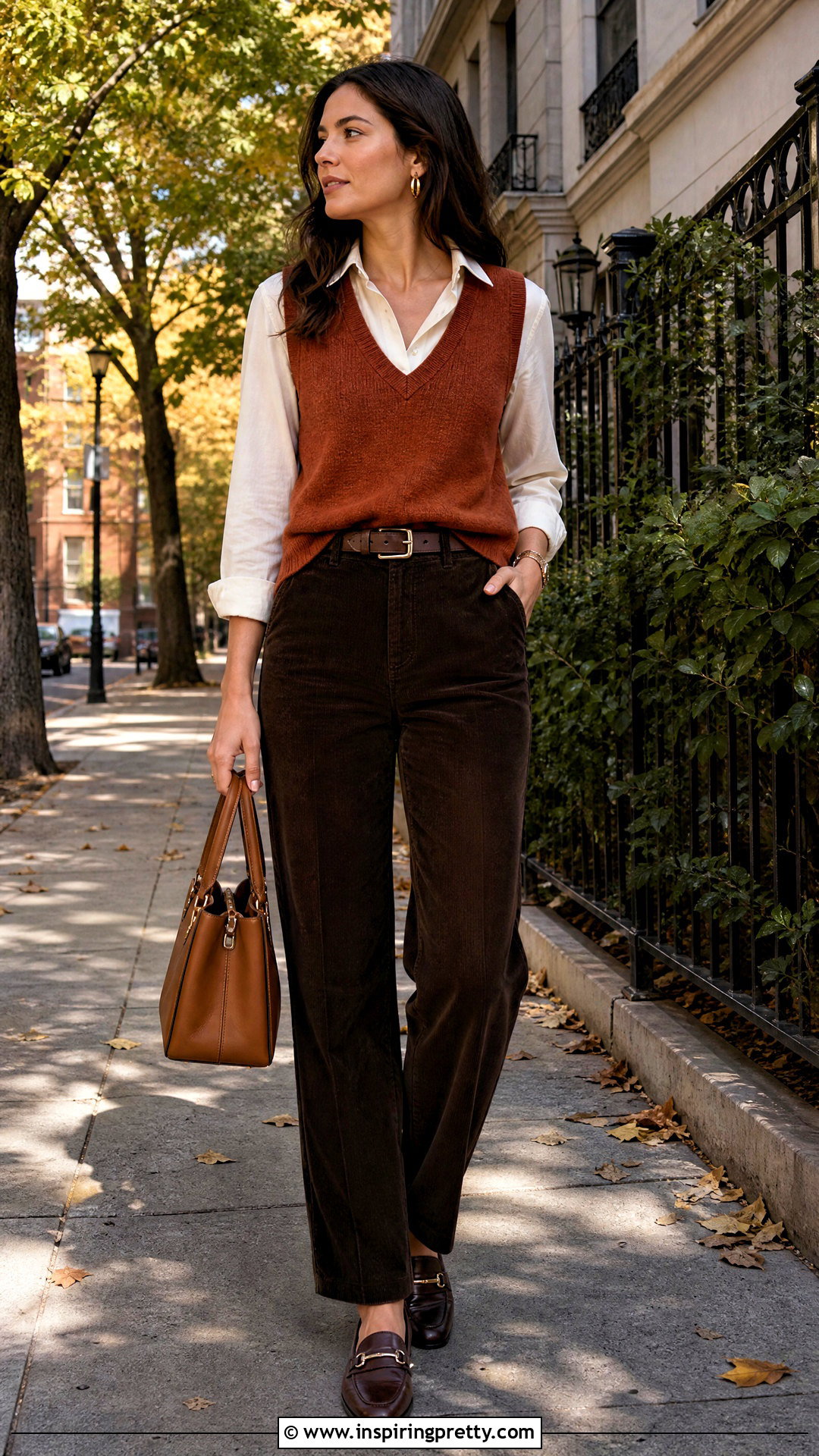 Sweater Tank Top Over Shirt With Corduroy Pants Outfit - 50 tank top over shirt outfit ideas