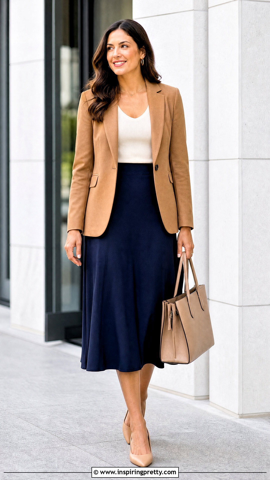 Sweater Tank Top With Blazer And Midi Skirt - 50 sweater tank top outfit ideas