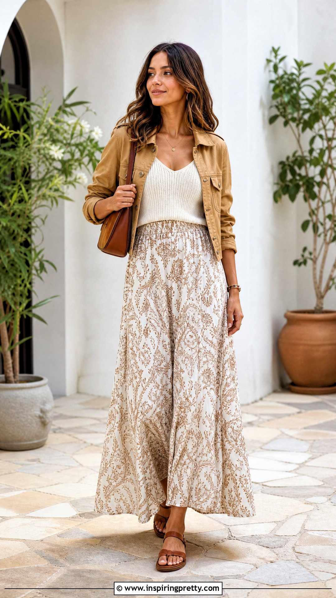 Sweater Tank Top With Cropped Jacket And Maxi Skirt - 50 sweater tank top outfit ideas