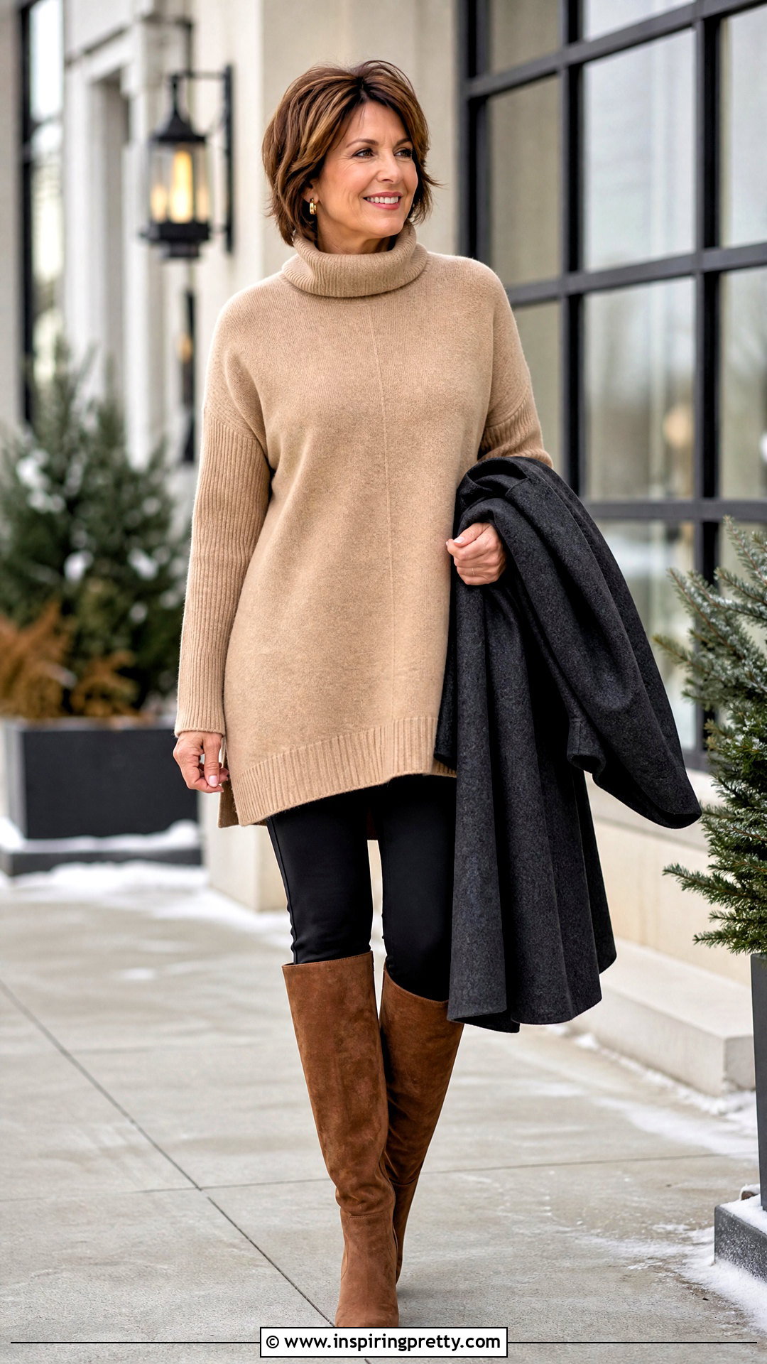 Sweater Tunic Top With Leggings And Tall Boots - 20 Chic Tunic Tops outfit ideas