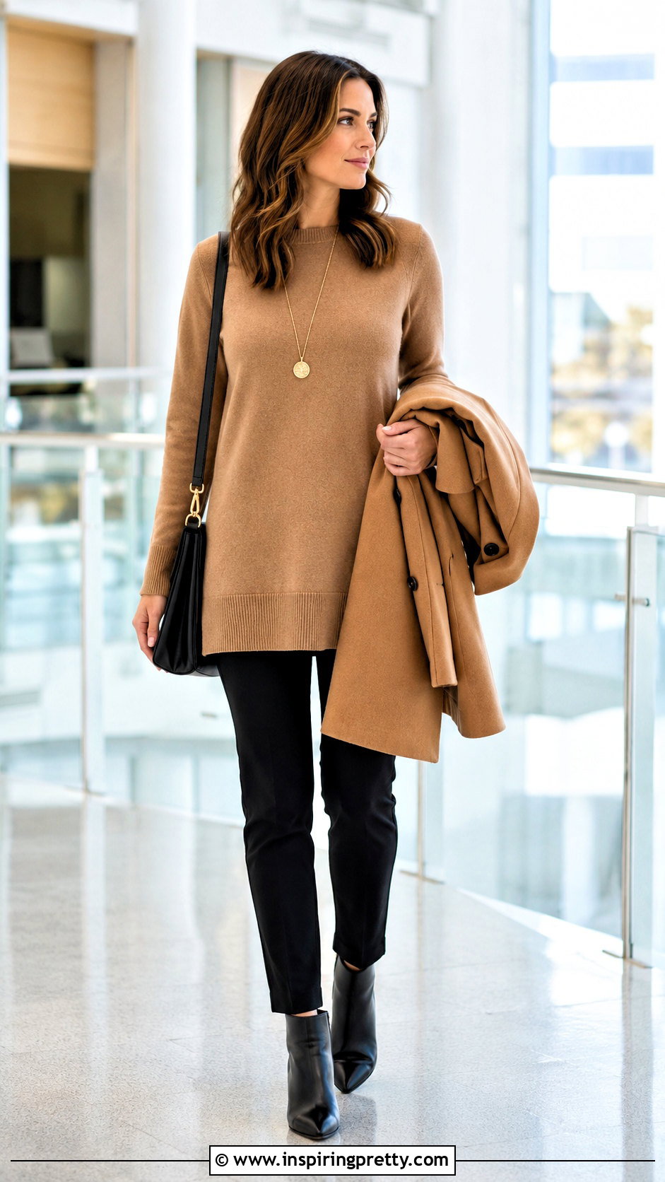 Sweater Tunic Top With Ponte Pants - 20 business casual tunic tops outfit ideas