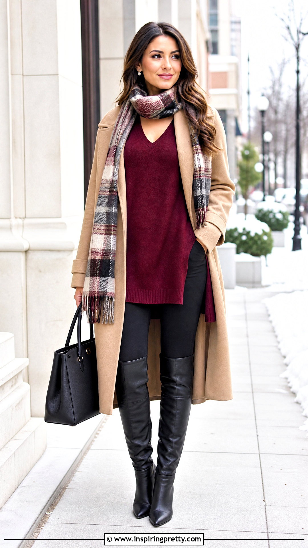 Sweater Tunic With Leggings - 25 Belly Hiding Tops outfit ideas
