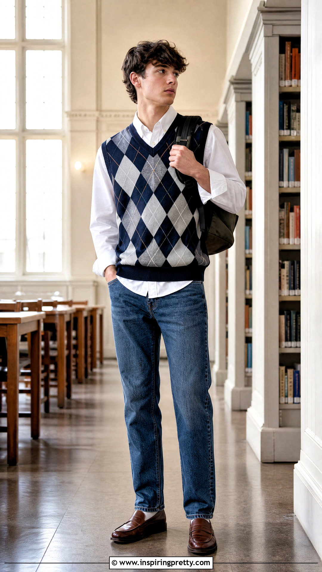 Sweater Vest Top And Oxford Shirt Outfit - 50 cute tops for school ideas