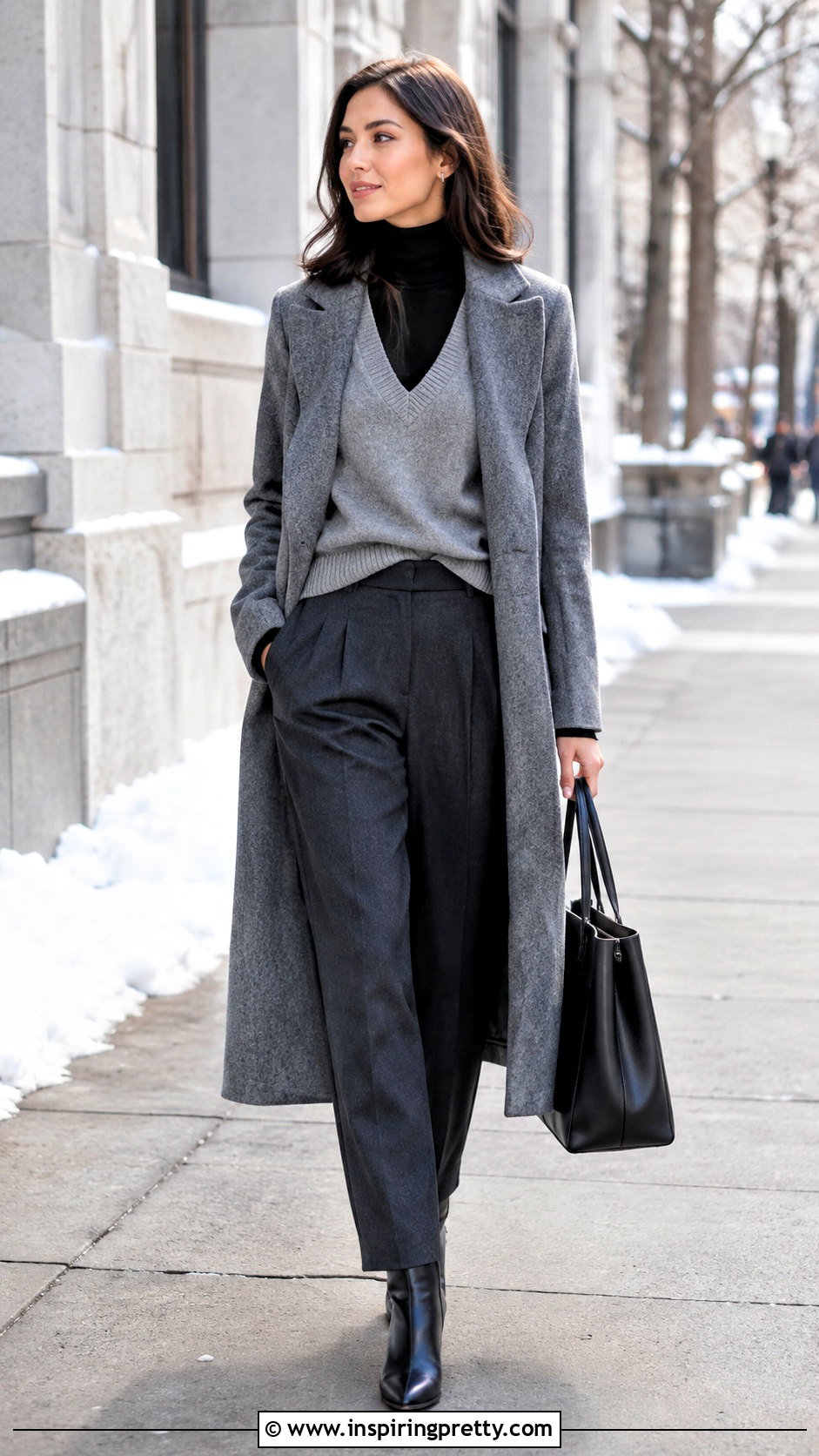Sweater Vest Top With Turtleneck And Trousers - 50 vest top outfits for women