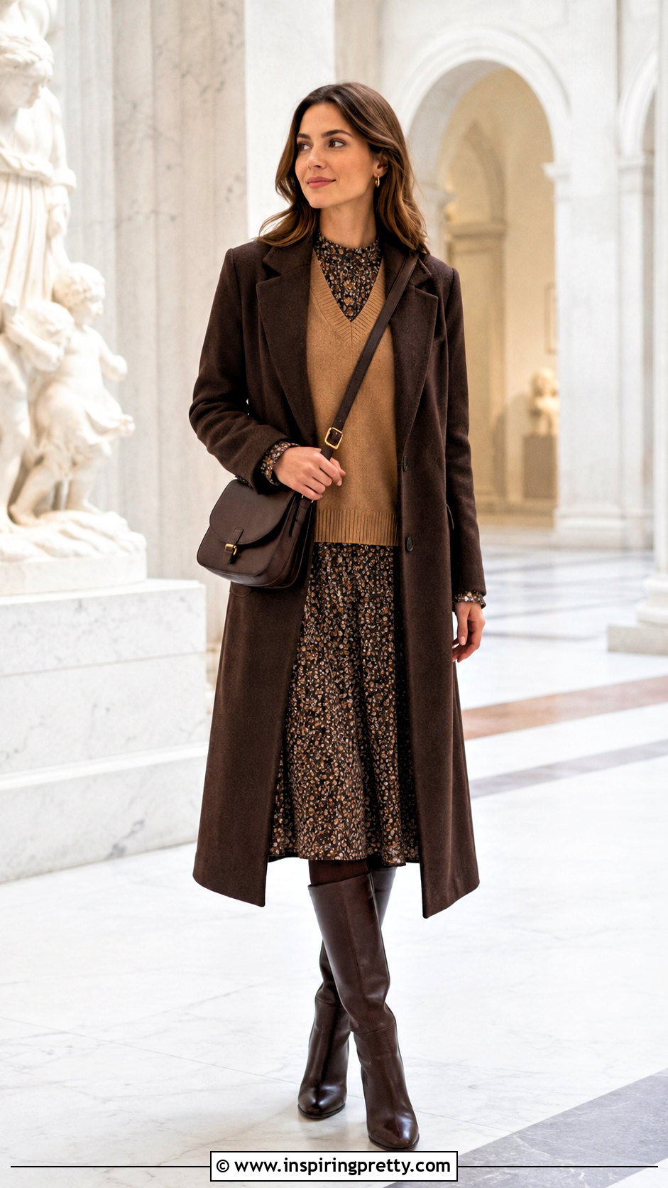 Sweater Vest With A Midi Dress - 50 cute winter tops outfit ideas