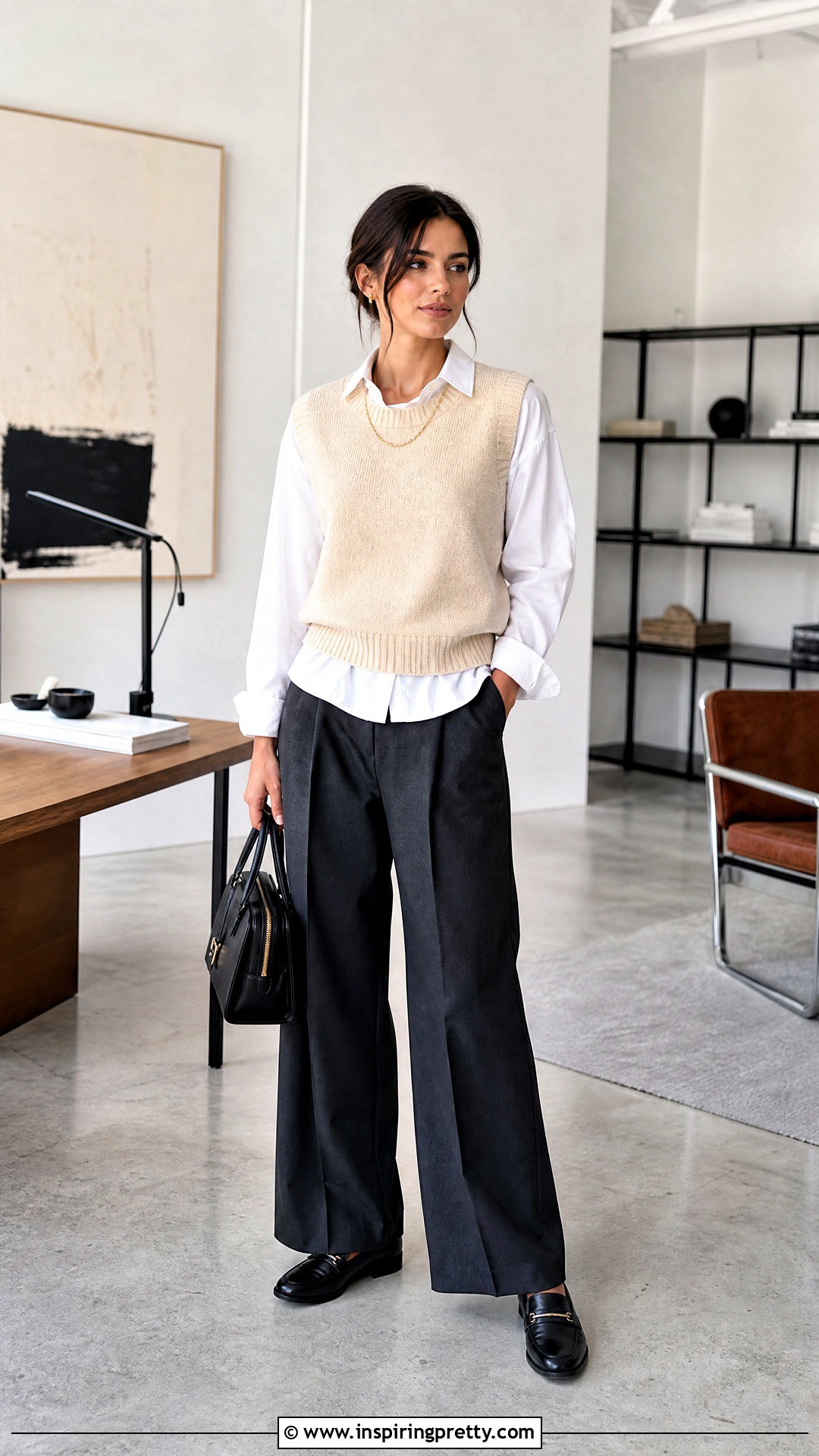 Sweater Vest With Tailored Trousers - 50 top and pants outfit ideas