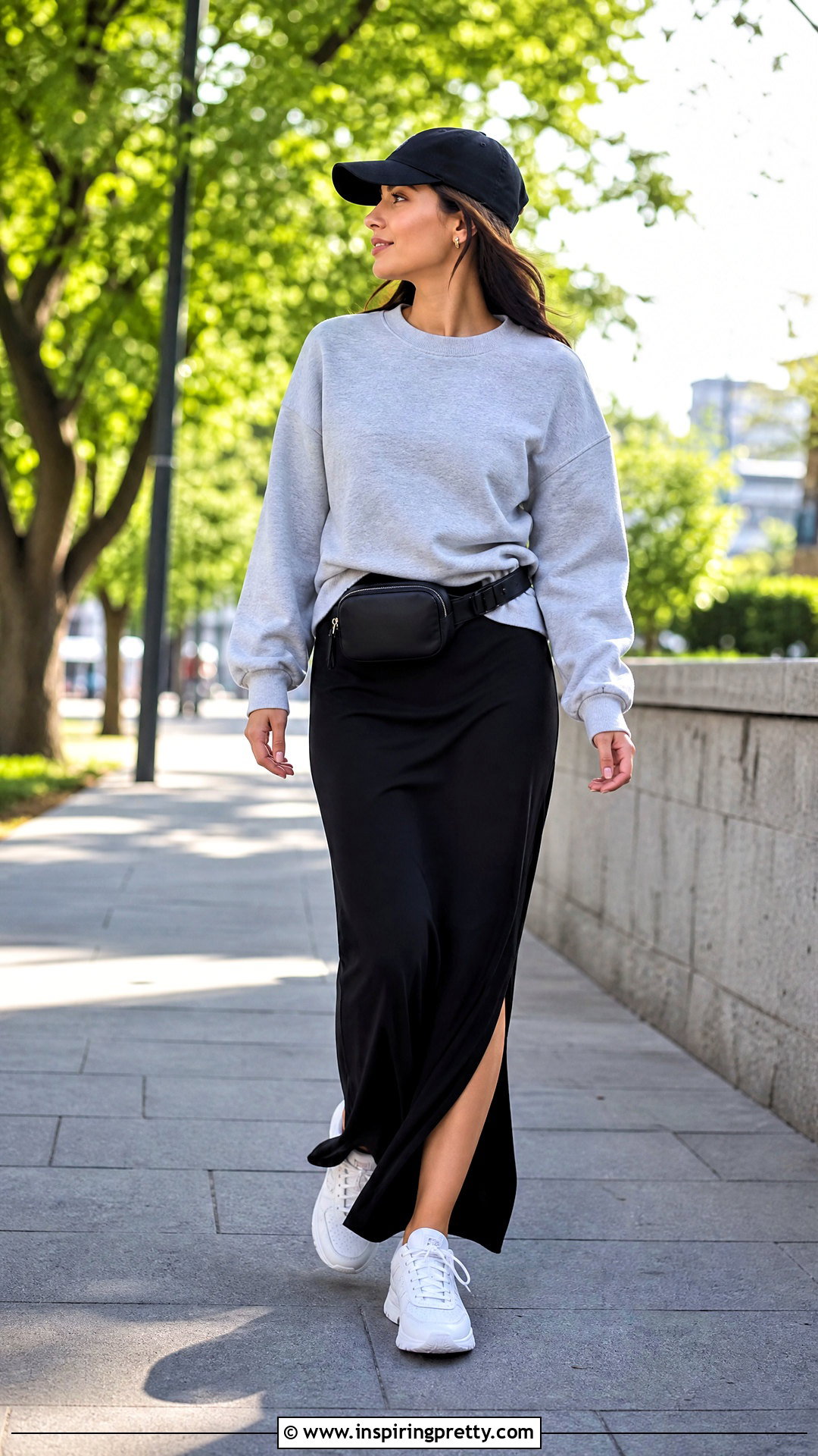 Sweatshirt And Sporty Long Skirt Outfit - 50 long skirt and top outfits