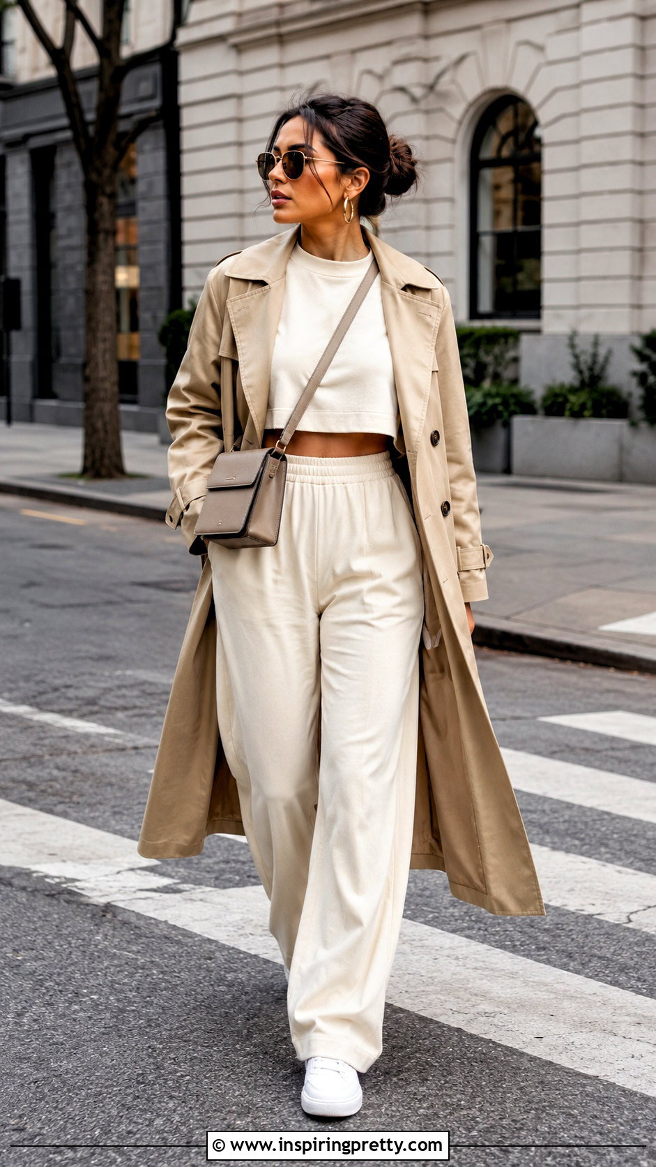 Sweatshirt And Wide Leg Pants Set - 50 top and pants set