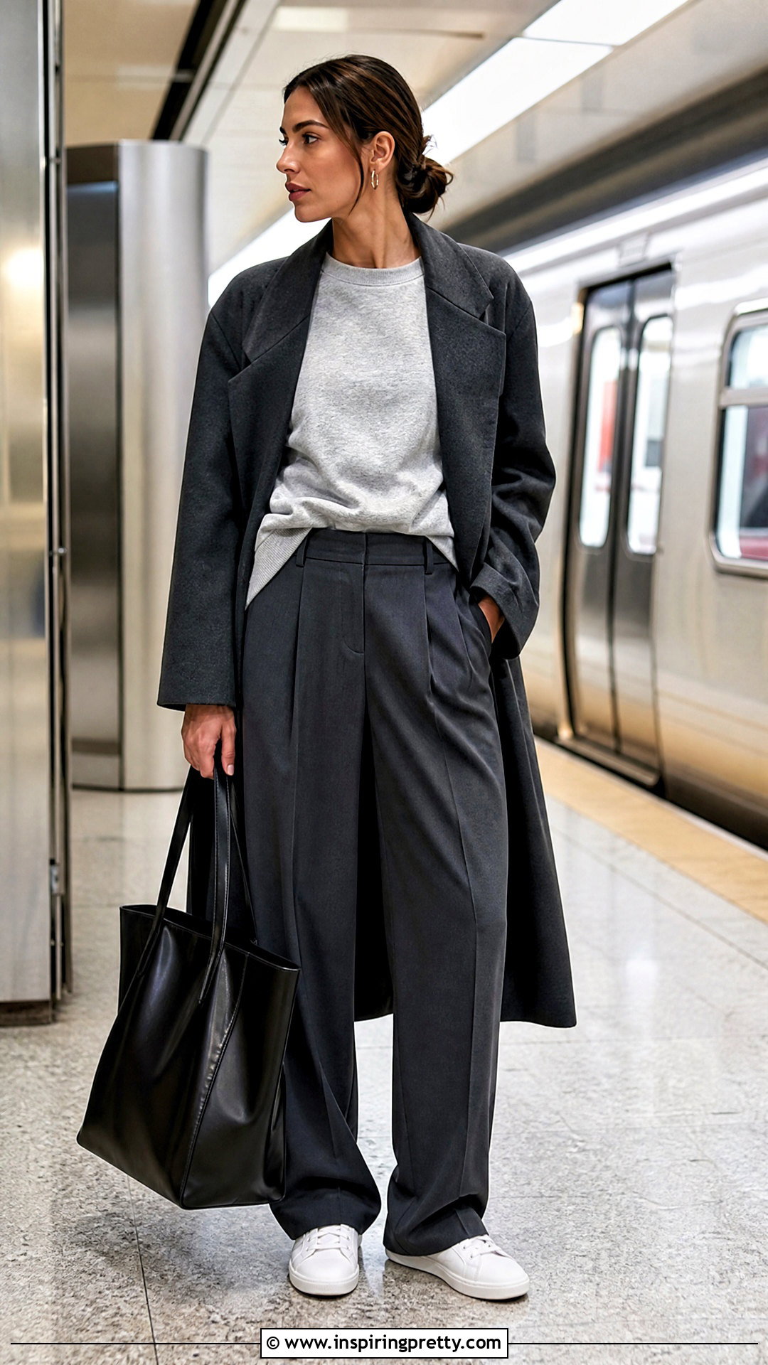 Sweatshirt With Tailored Pants - 50 types of tops outfit ideas