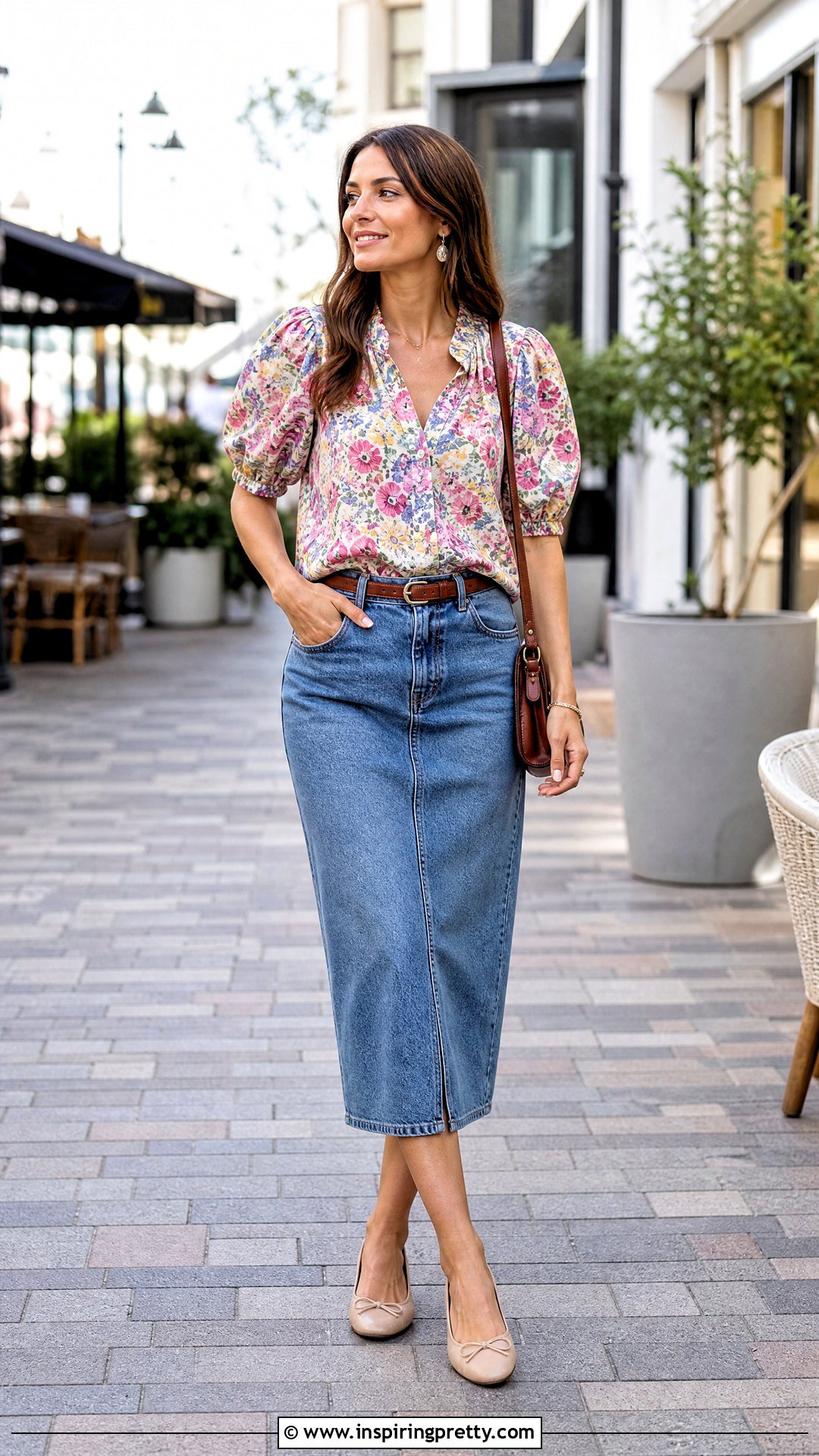 Sweet Pea Top With Denim Skirt - 20 sweet pea tops outfit ideas