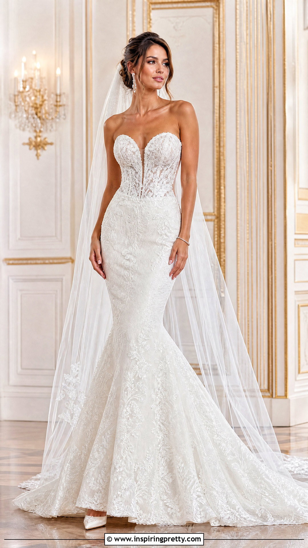 Sweetheart Corset Top Mermaid Dress - 50 corset top wedding dress outfit ideas