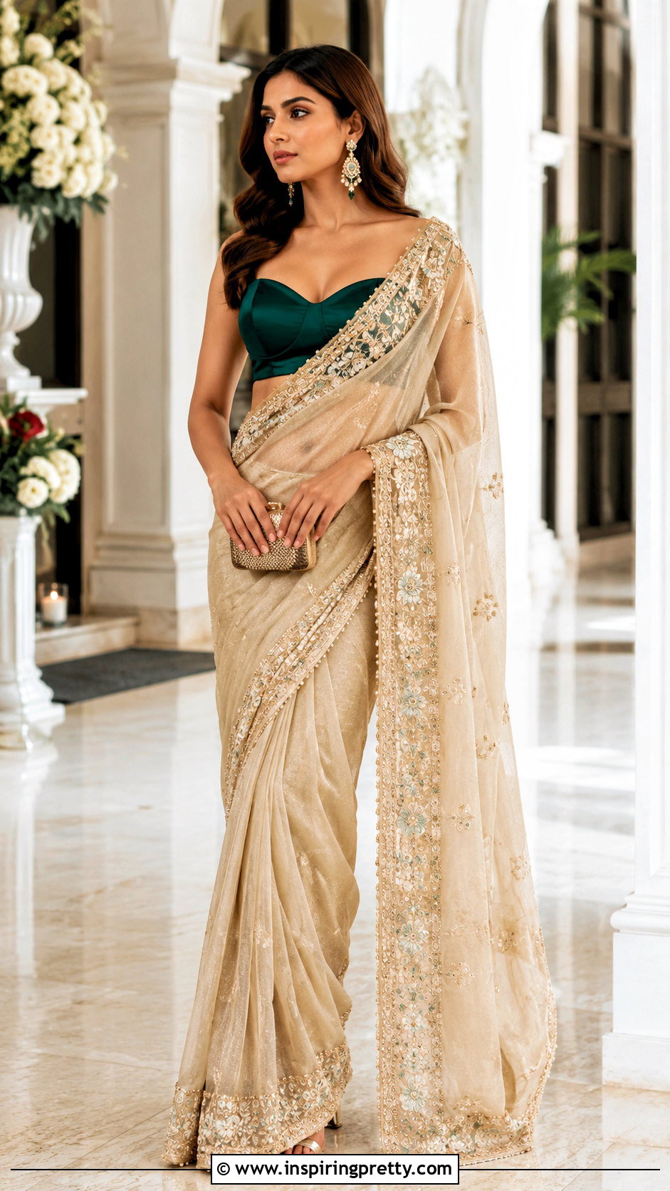 Sweetheart Neck Blouse With Saree - 50 top neck designs