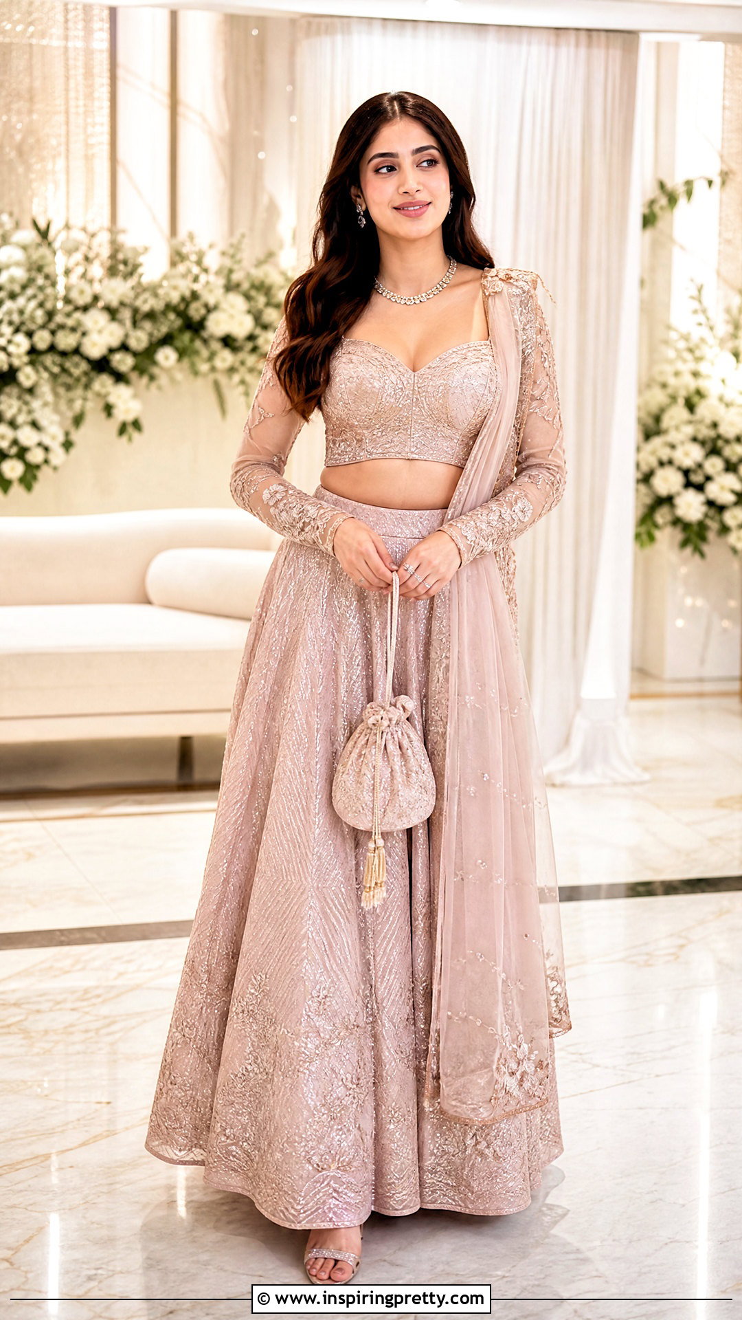 Sweetheart Neck Crop Top Blouse With Lehenga - 50 crop top blouse designs