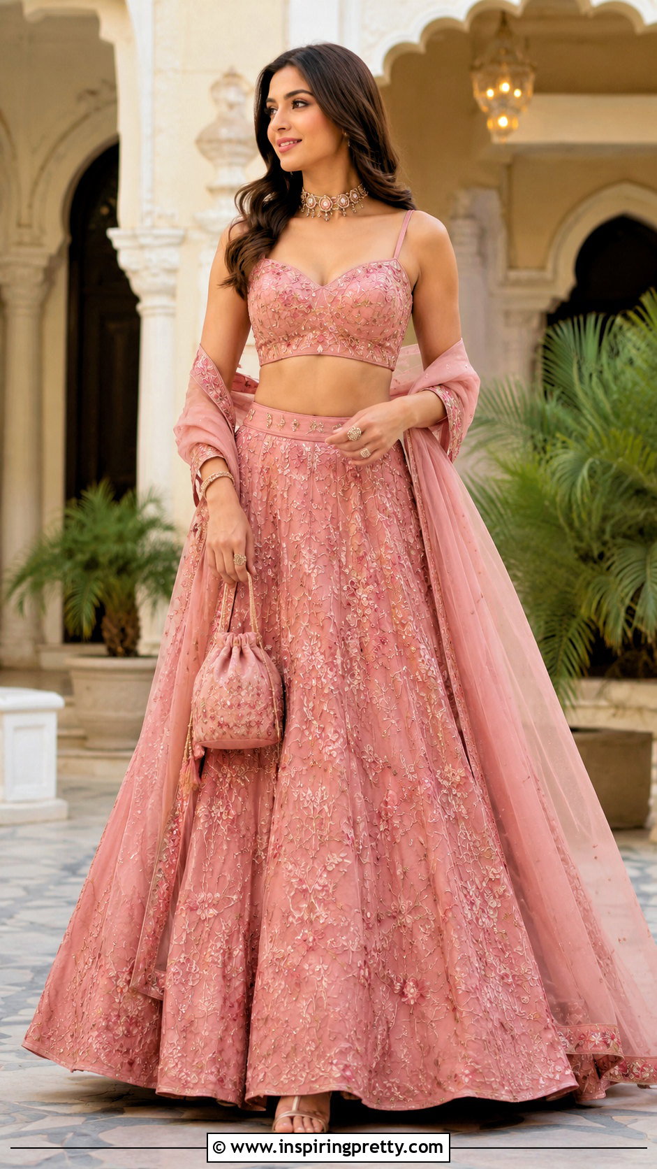Sweetheart Neck Crop Top Lehenga - 50 Crop Top Designs For Lehenga Ideas
