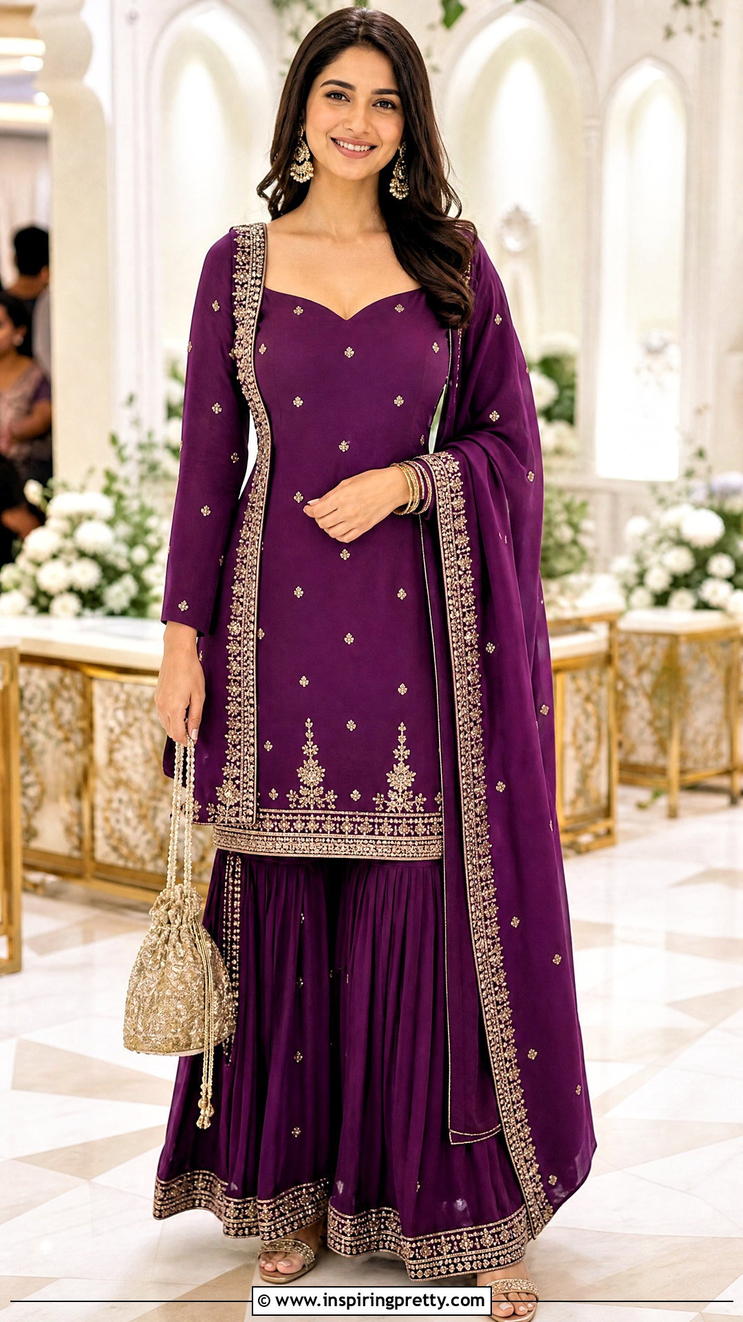 Sweetheart Neck Kurti With Sharara Pants - 20 kurthi tops neck designs