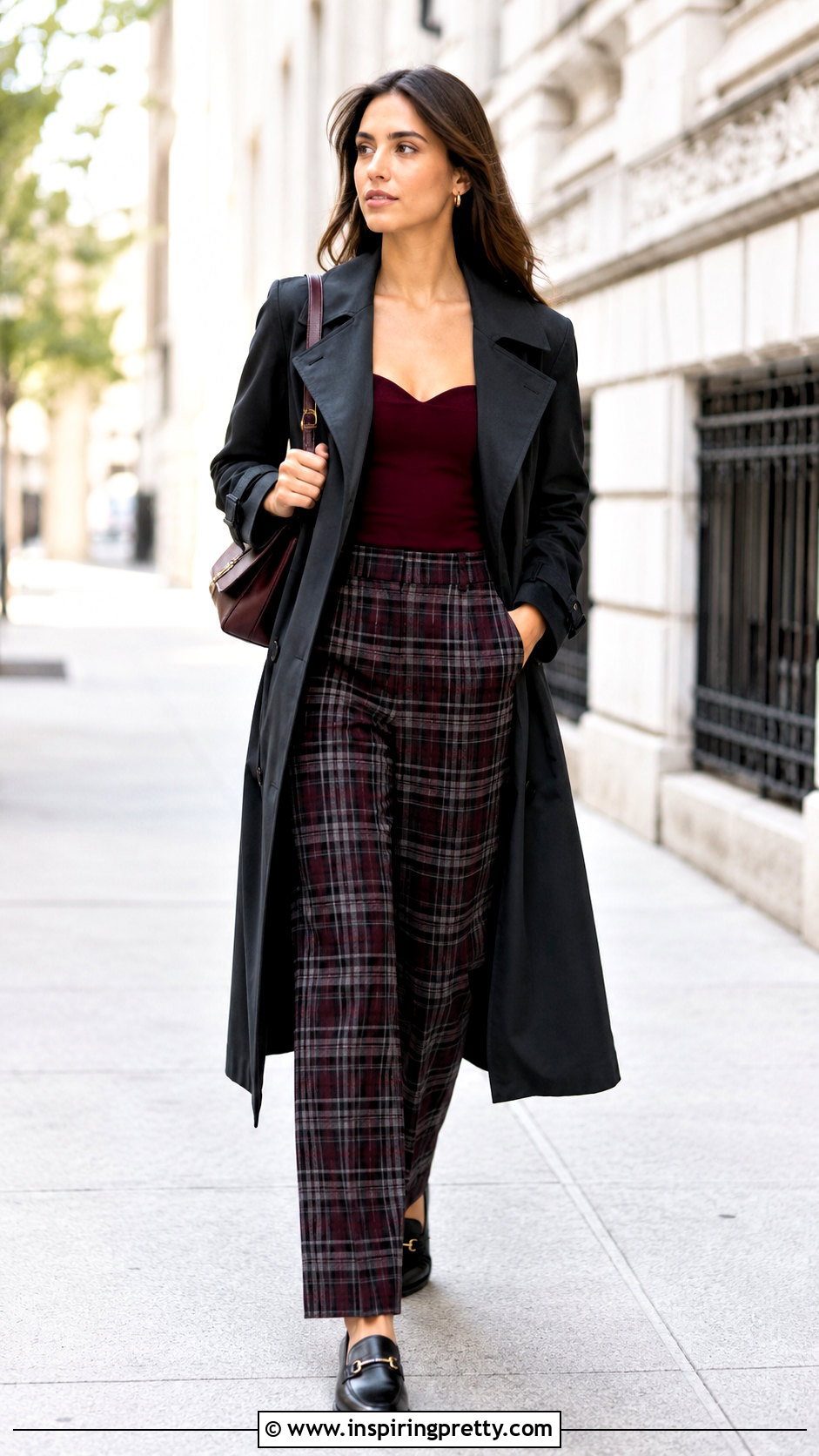 Sweetheart Top With Plaid Pants - 50 sweetheart top outfit ideas