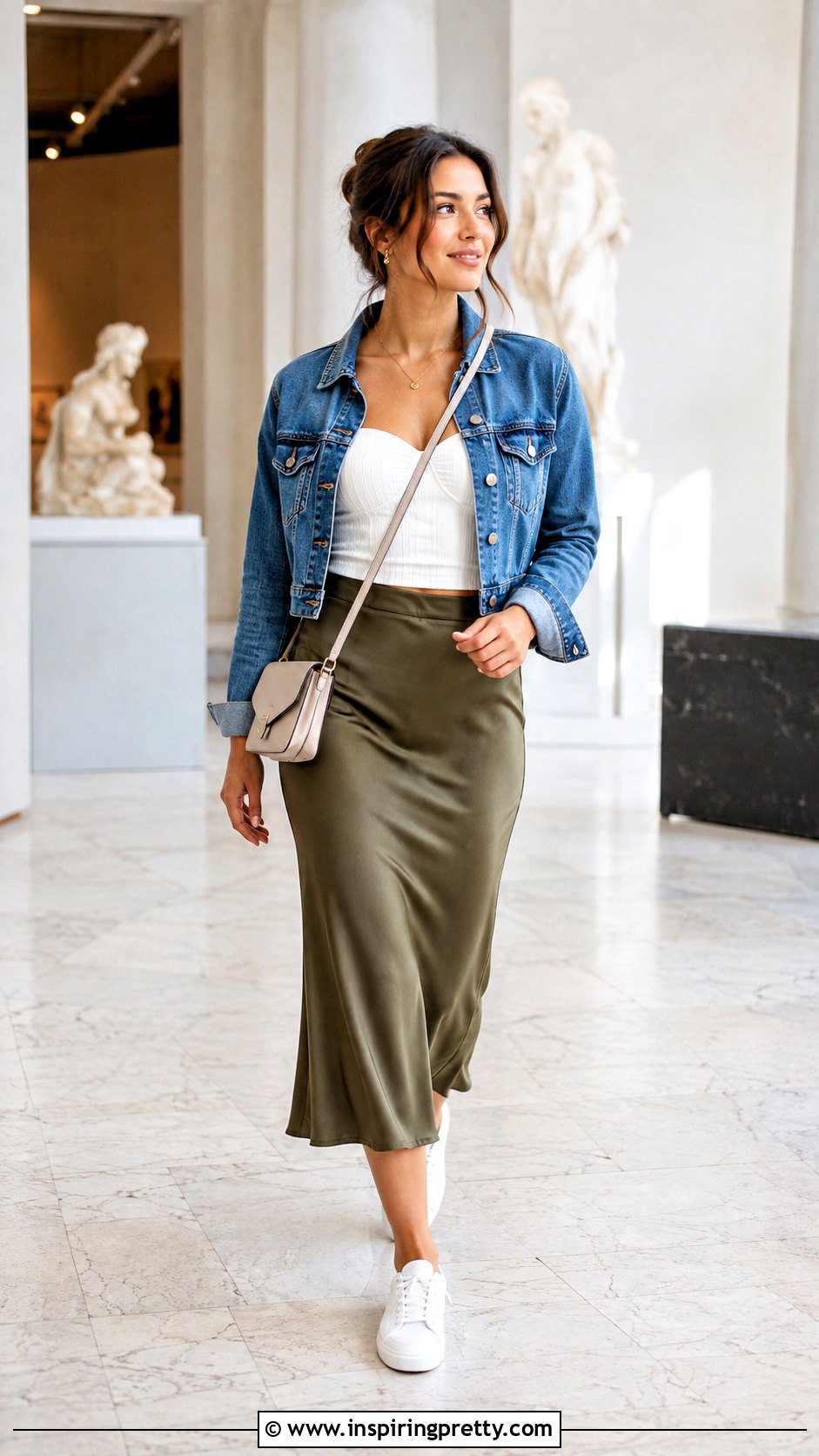 Sweetheart Top With Slip Skirt And Sneakers - 50 sweetheart top outfit ideas