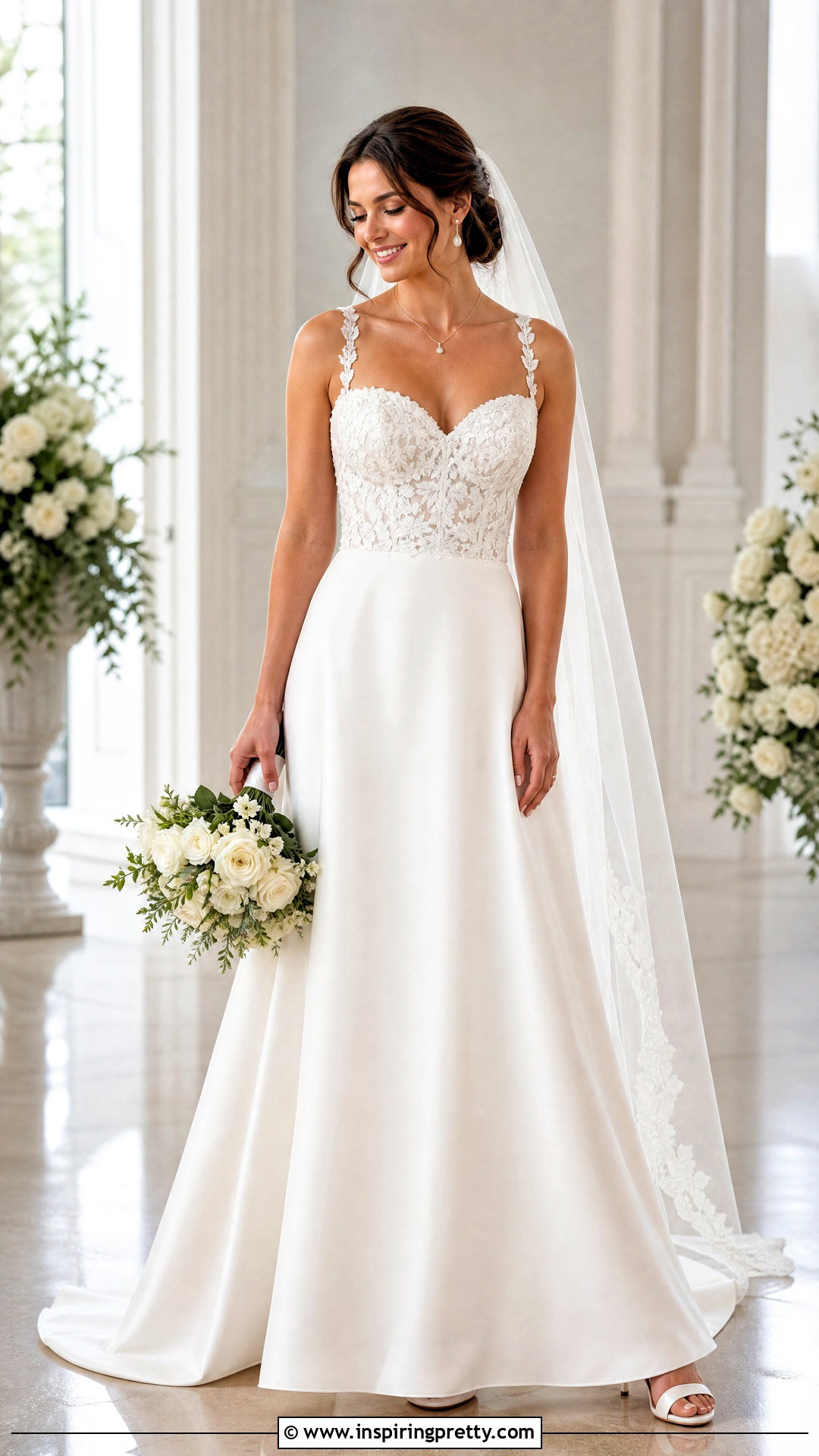 Sweetheart Wedding Dress With Lace Bodice And Plain Skirt - 25 Wedding Dresses Lace Top Plain Skirts