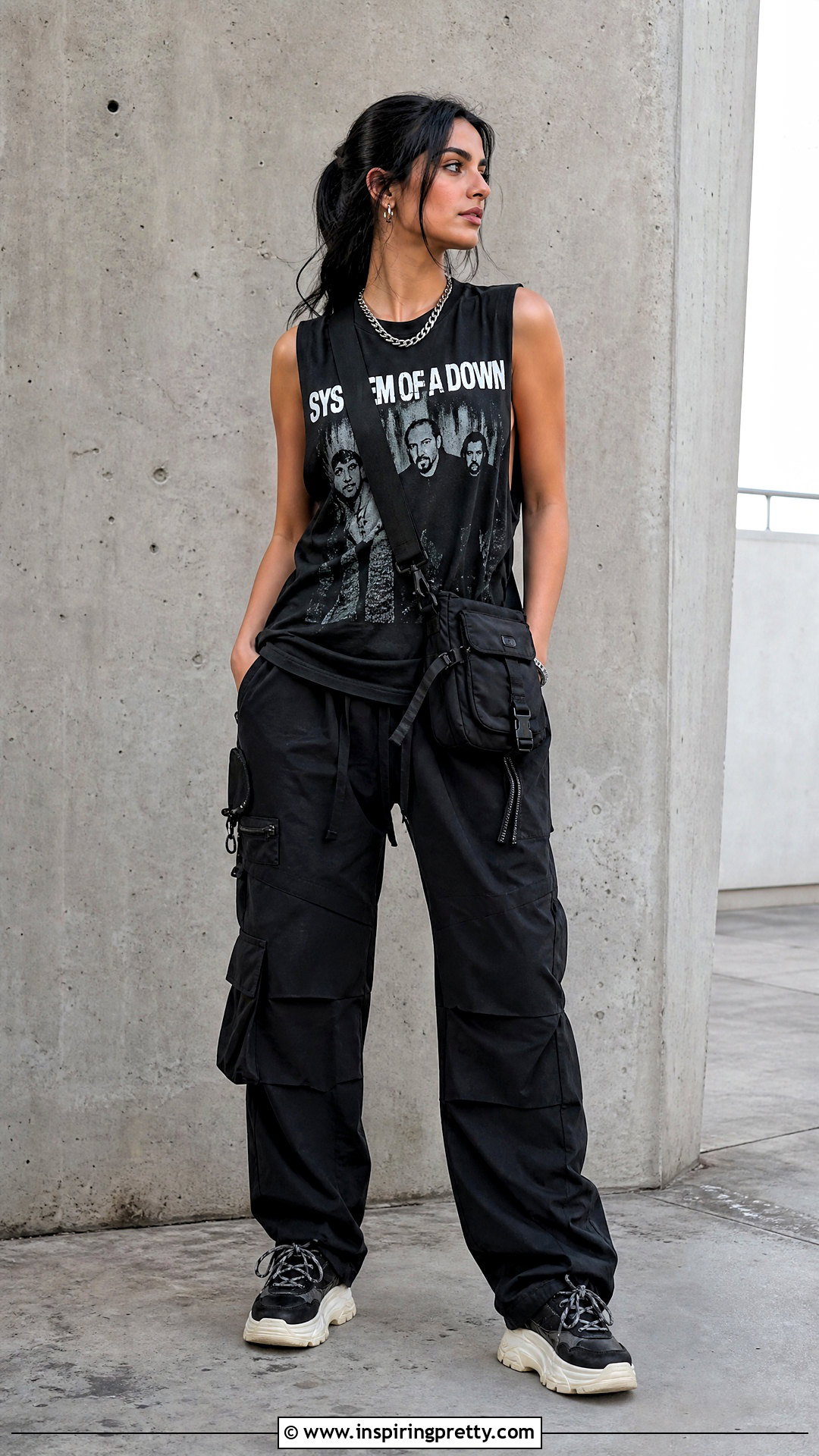 System Of A Down Tank Top With Black Cargo Pants - 25 System Of A Down Tank Top outfit ideas