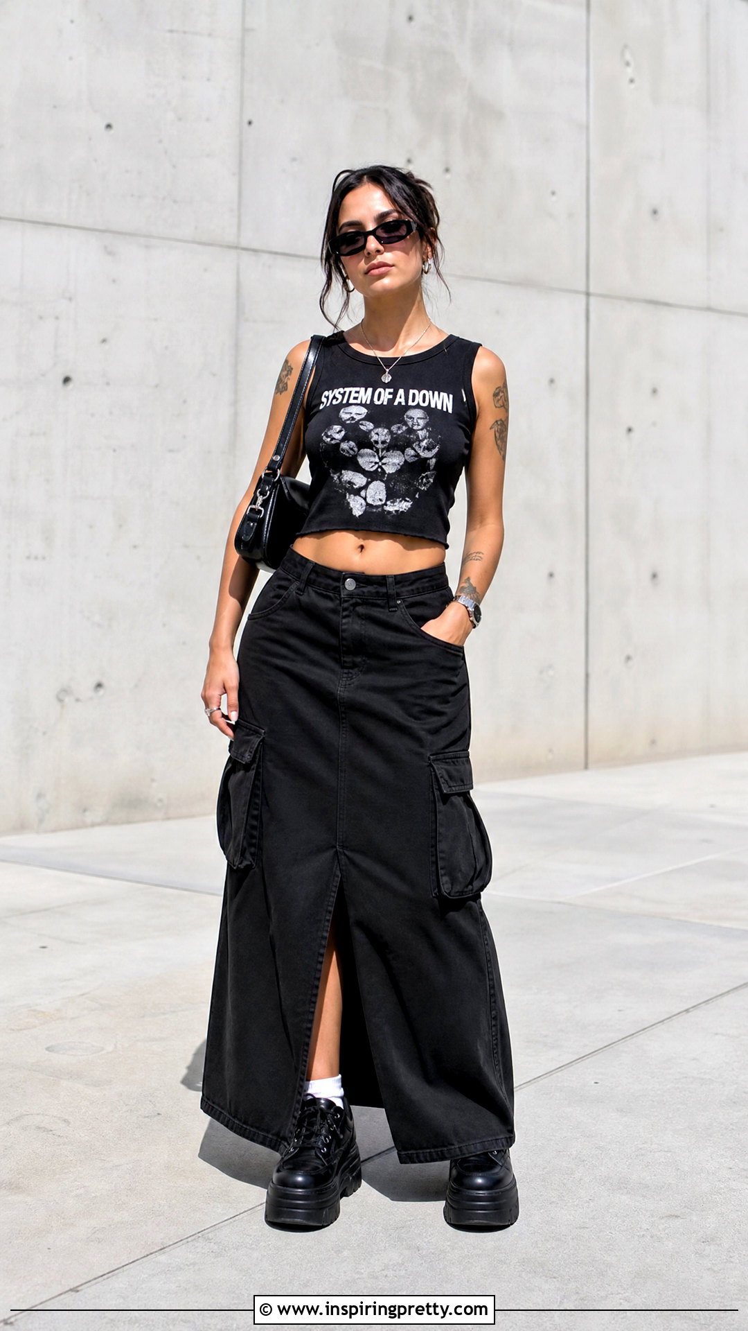 System Of A Down Tank Top With Cargo Maxi Skirt - 25 System Of A Down Tank Top outfit ideas