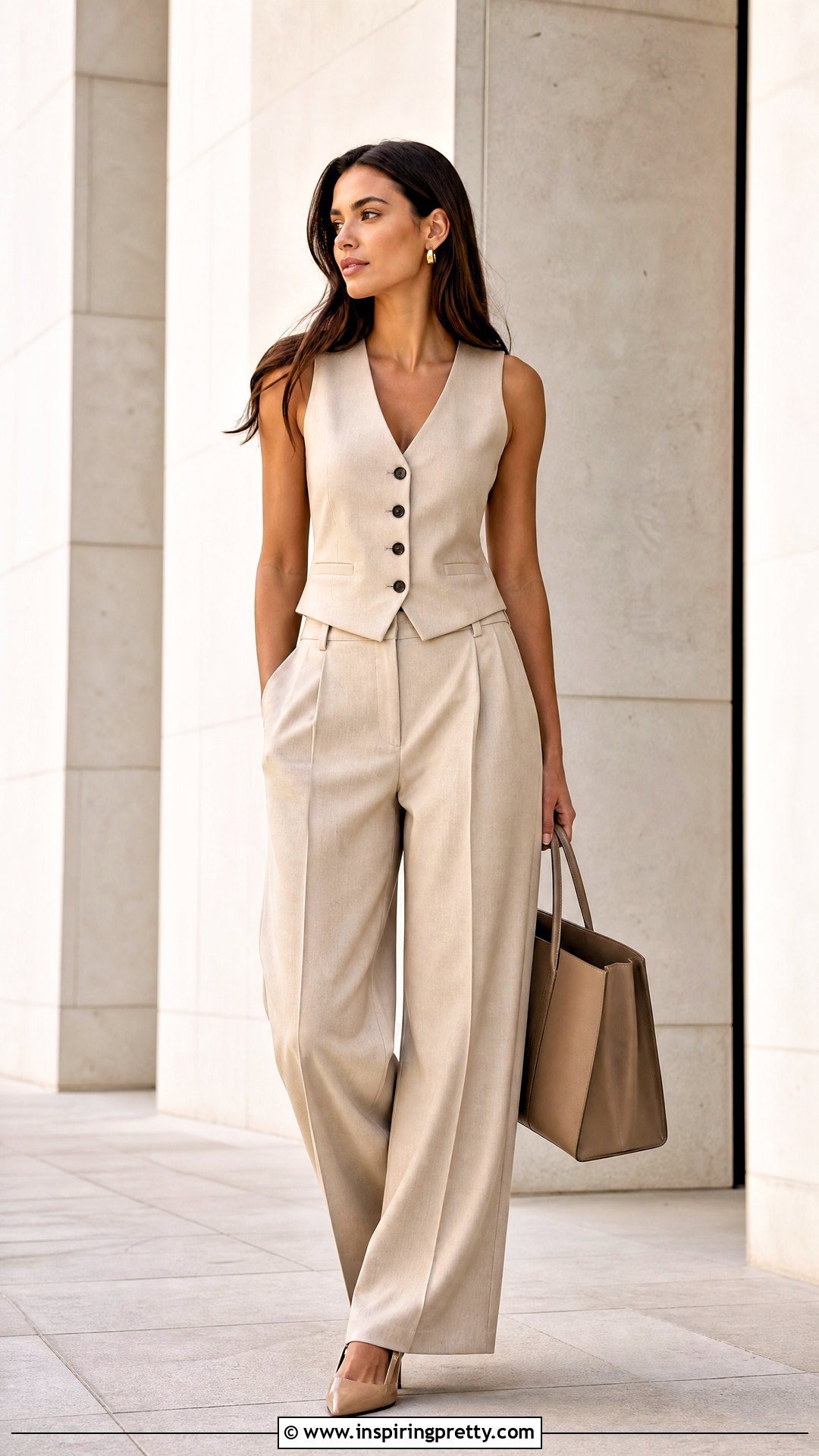 Tailored Vest Top With Matching Trousers - 50 dress tops outfit ideas