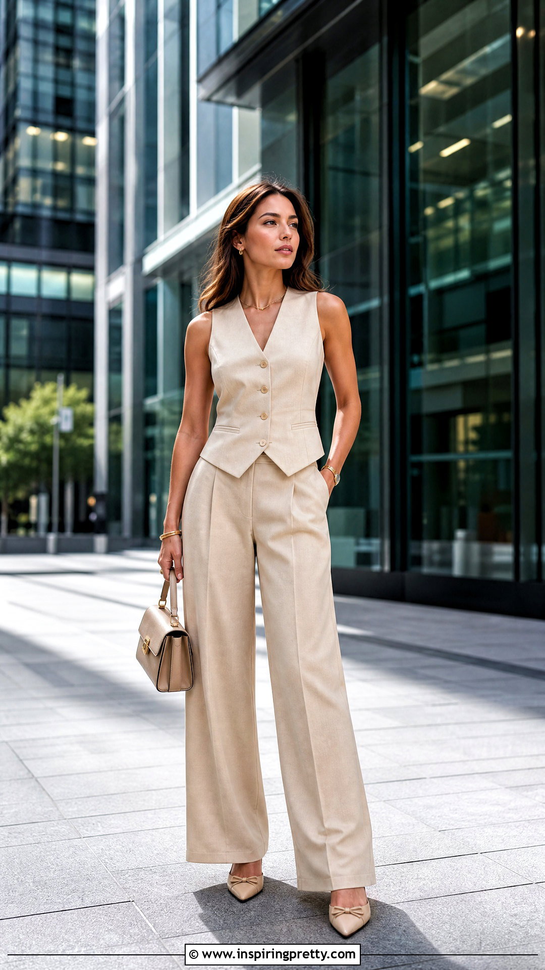 Tailored Vest Top With Matching Trousers - 50 chic tops outfit ideas