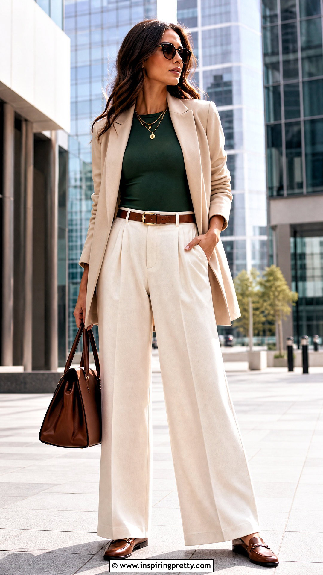 Tall Bodysuit With Wide Leg Trousers - 50 body top outfit ideas
