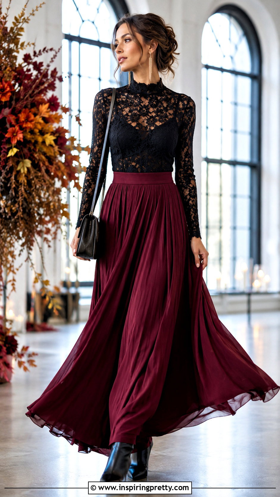 Tall Lace Long Sleeve Top With Maxi Skirt - 50 lace long sleeve top outfit ideas