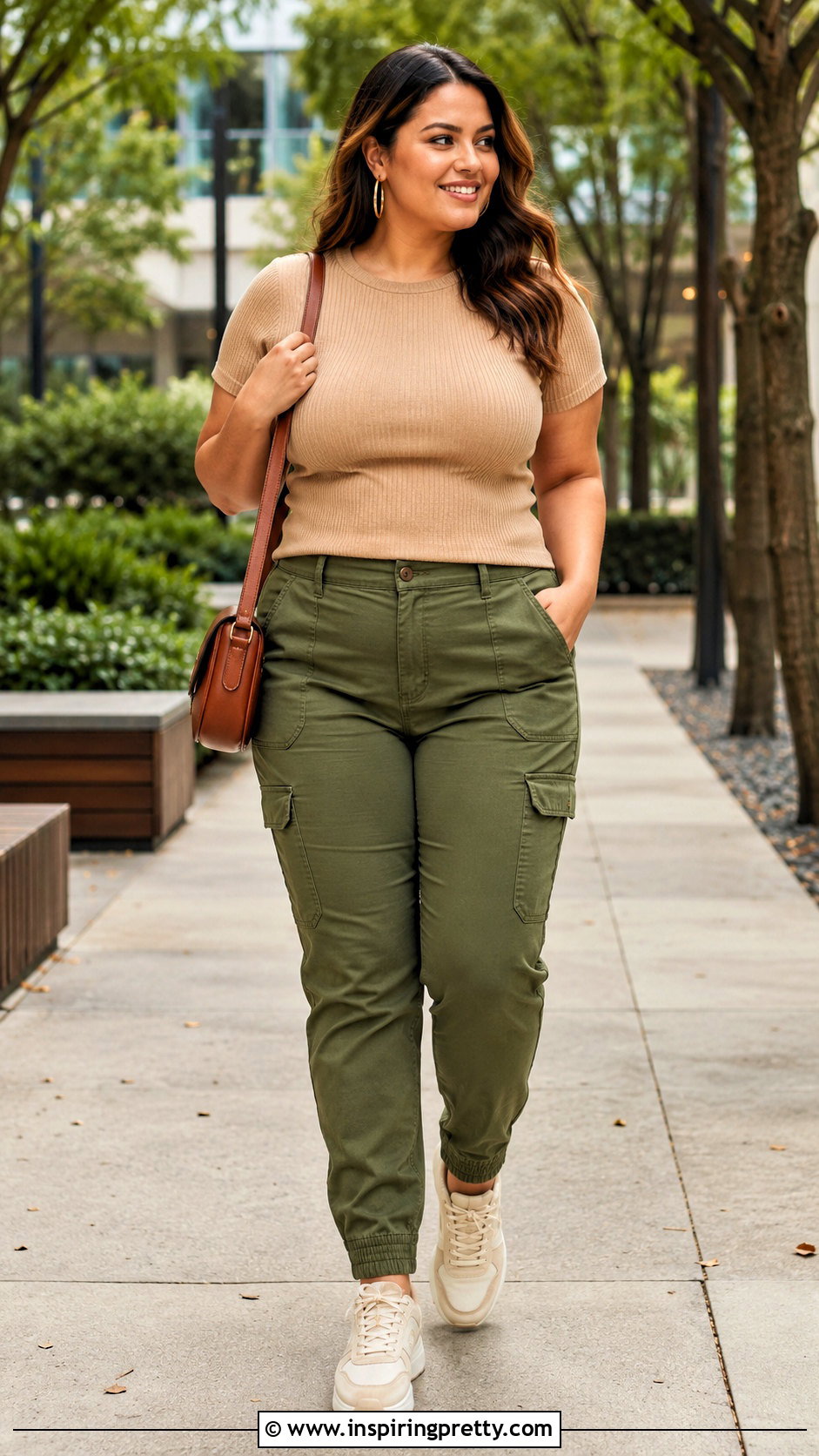Tan Top With Olive Green Pants - 50 tan top outfit ideas